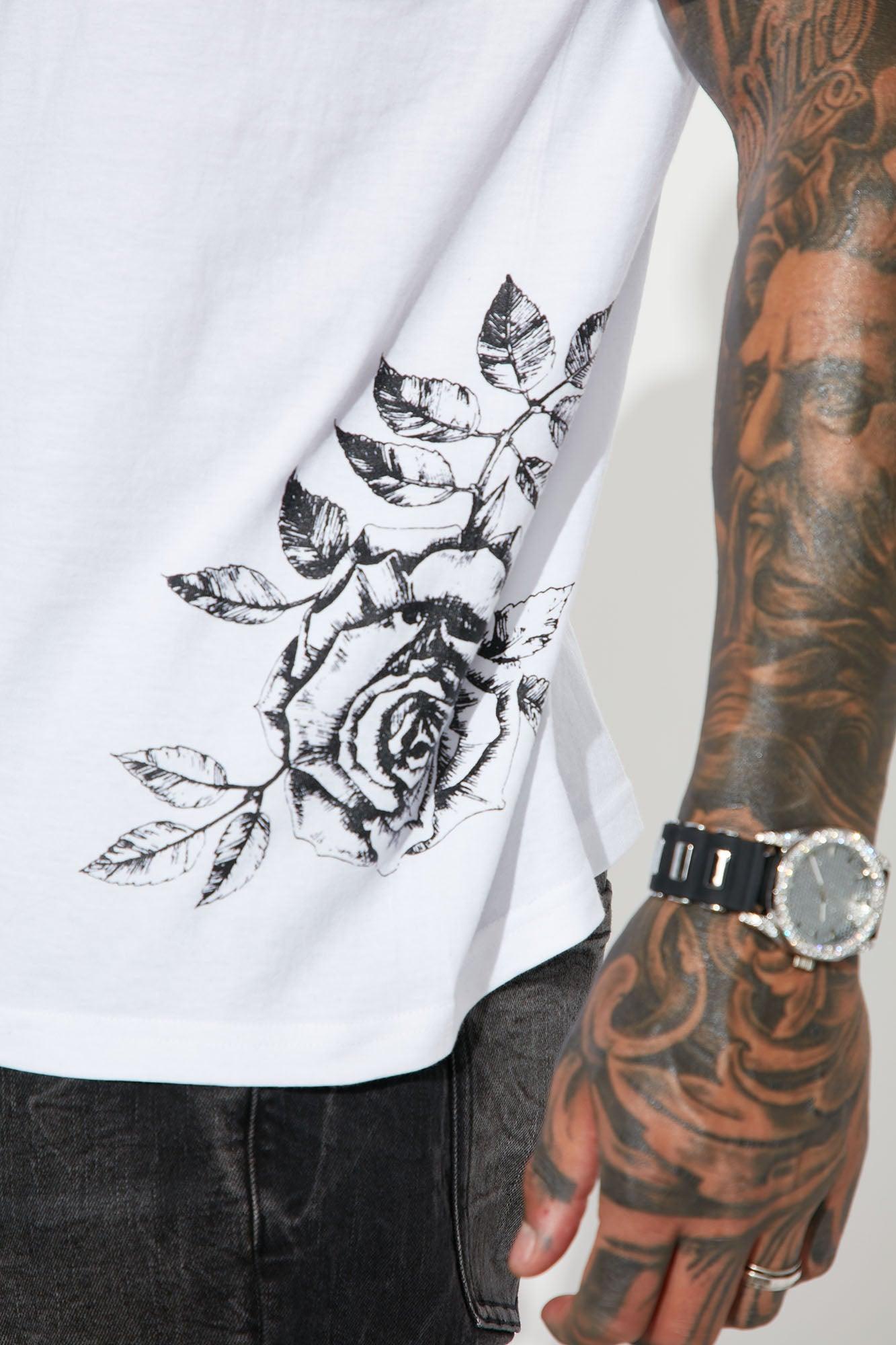 Black Roses Short Sleeve Tee - White Product Image