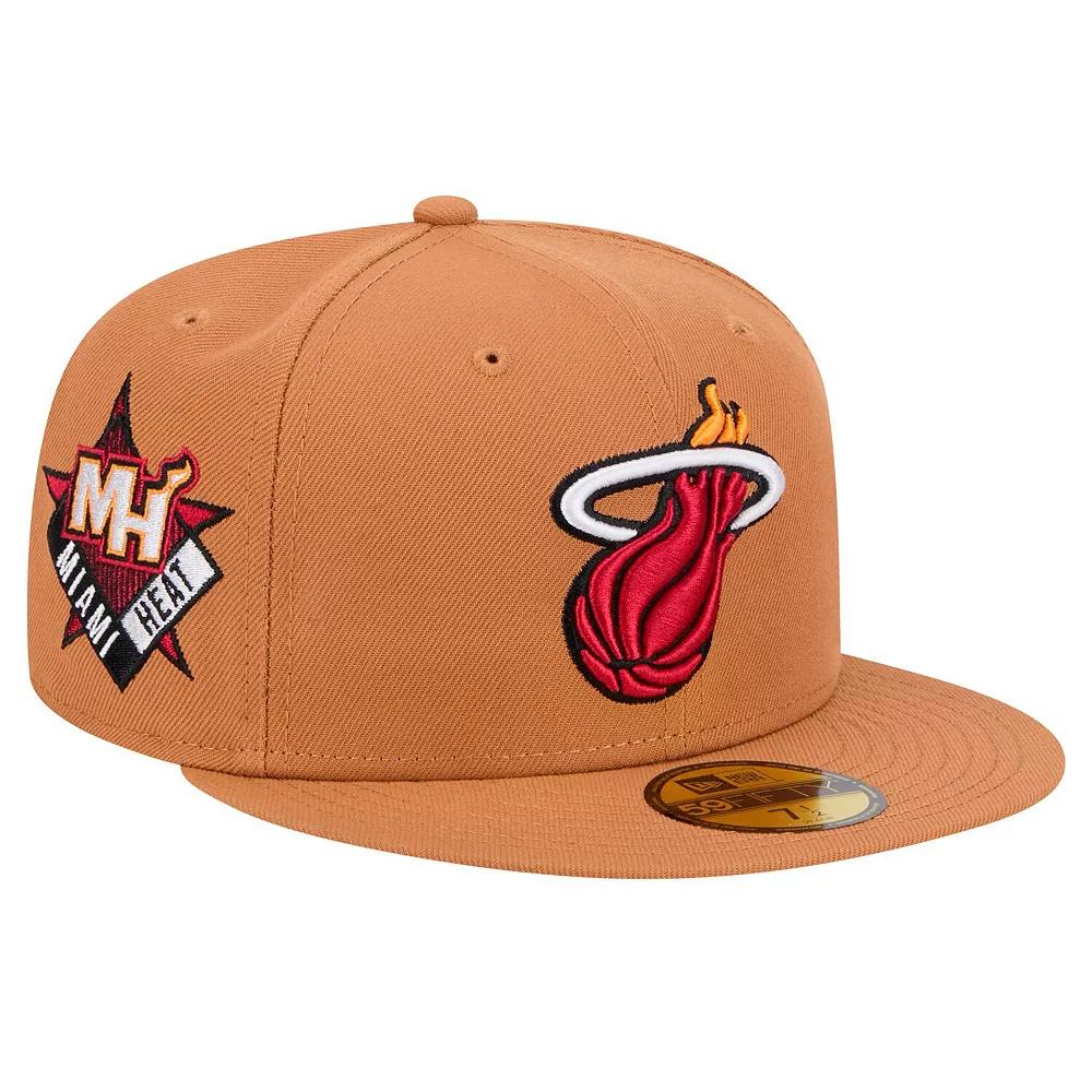 Men's New Era Tan Miami Heat Color Pack 59FIFTY Fitted Hat, Size: 7 1/4, Team Product Image
