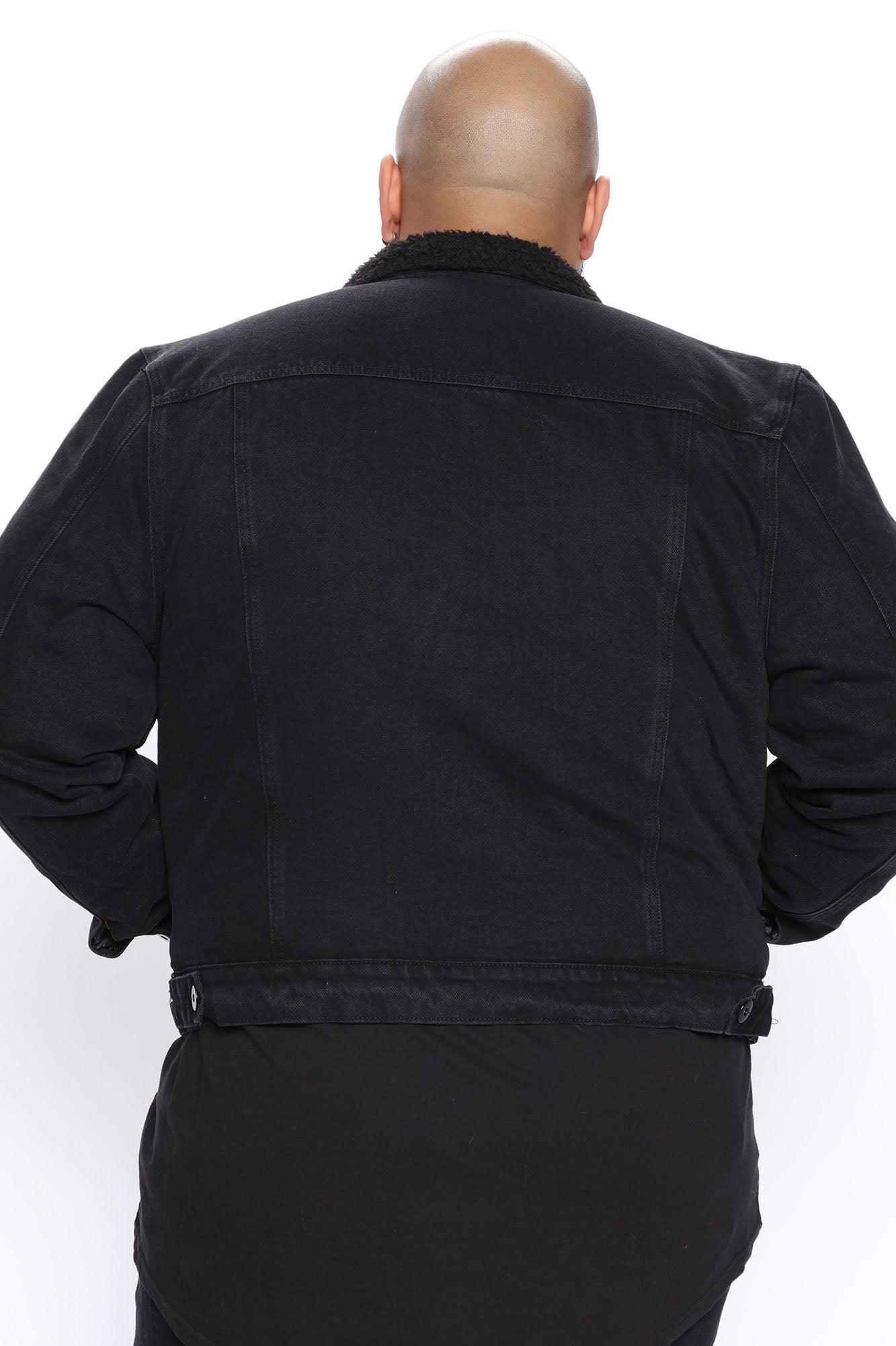 Sherpa Lined Denim Jacket - Black Product Image