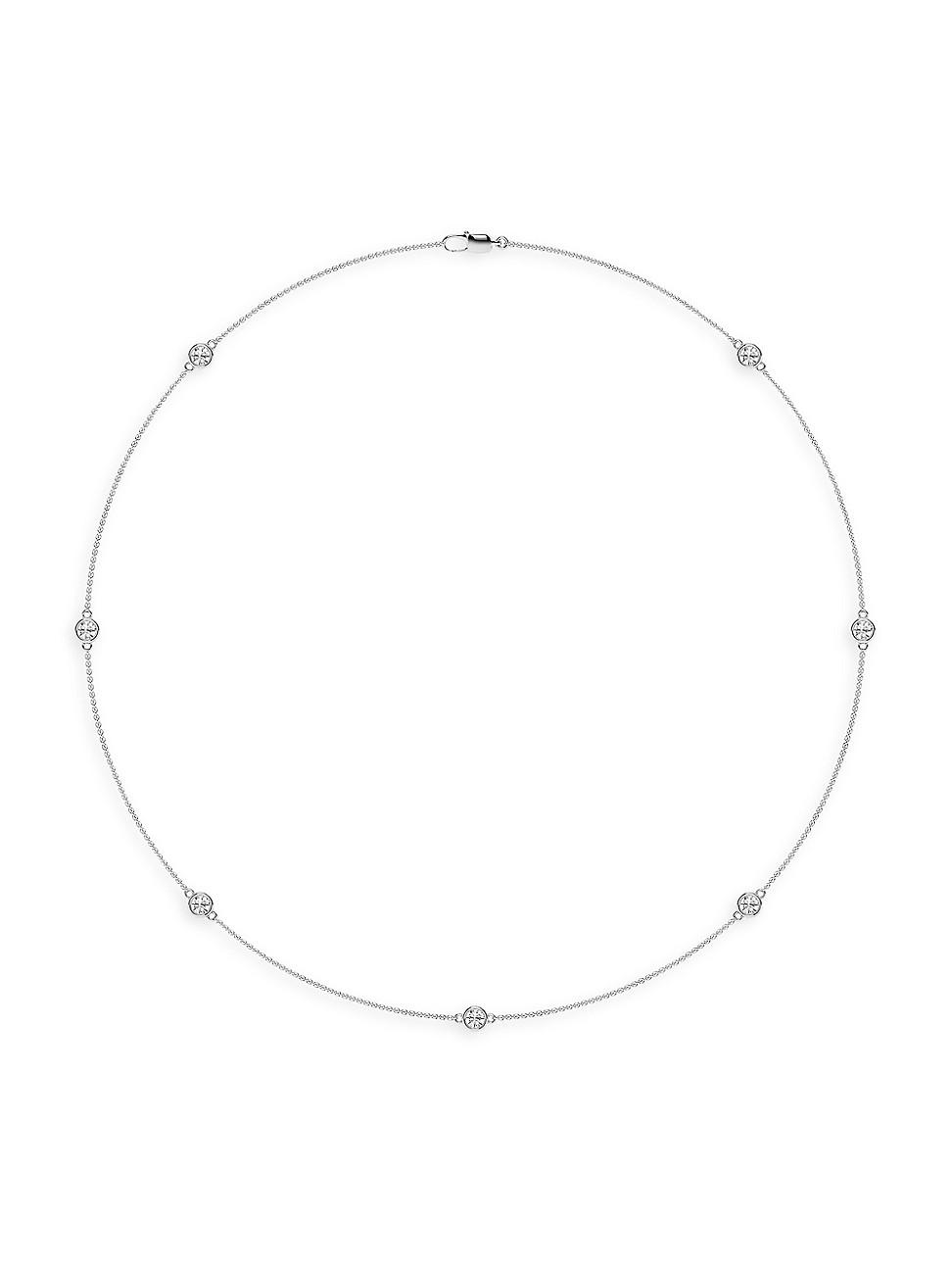 Womens 14K White Gold & Lab-Grown 7-Diamond Station Necklace/0.70-2.10 TCW Product Image