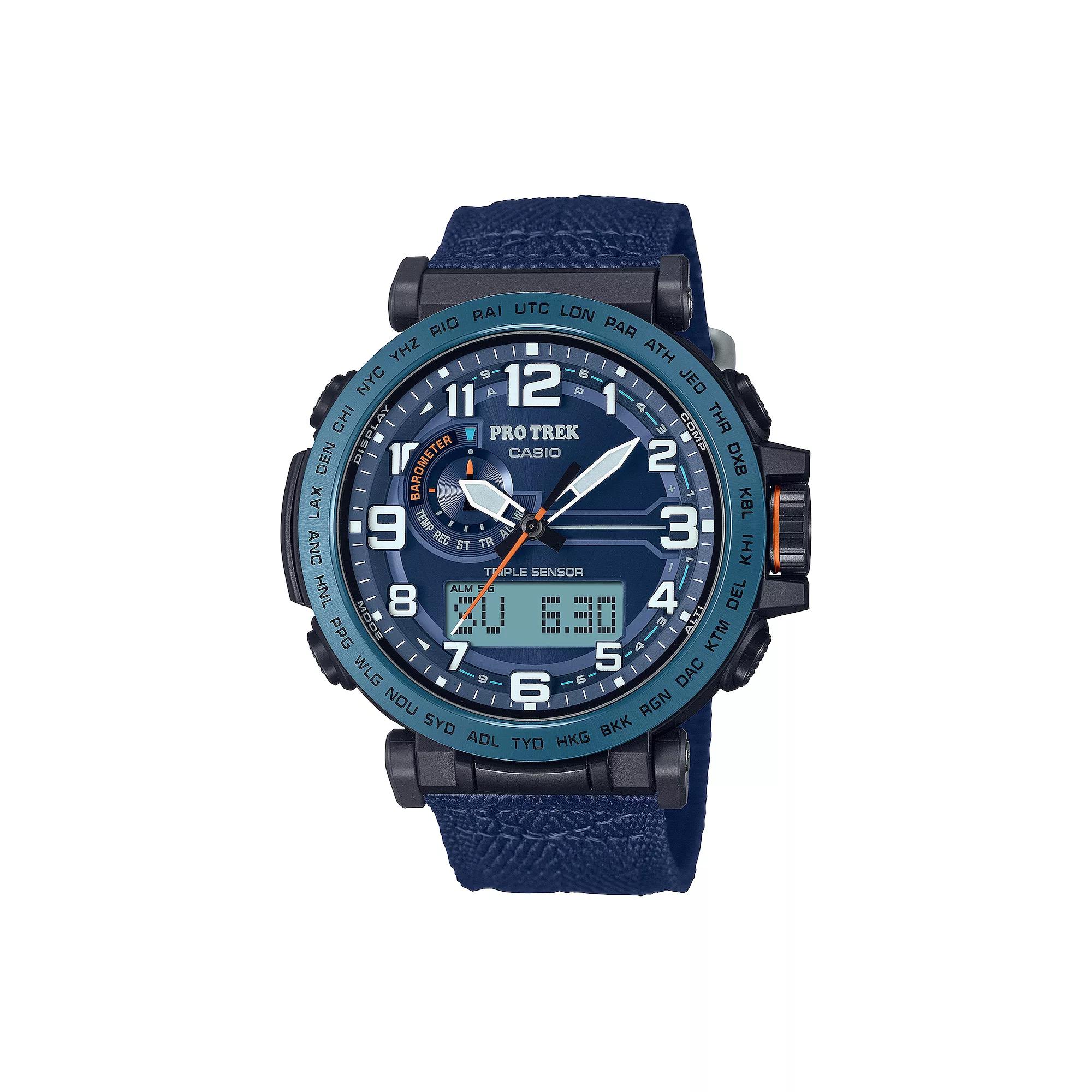 Casio Men's Pro Trek Triple Sensor Solar Nylon Strap Watch - PRG601YB-3, Size: 52MM, Blue Product Image
