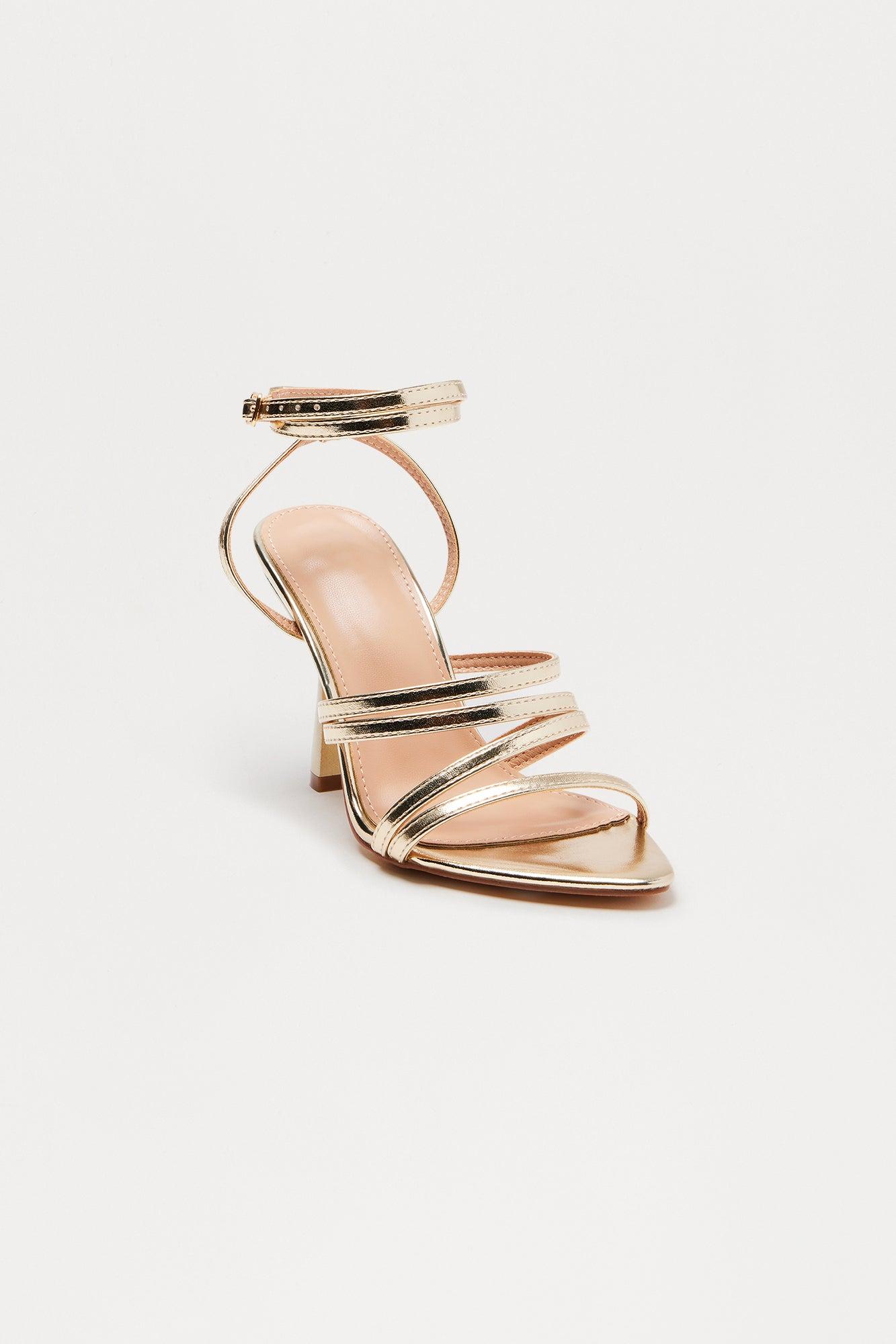 Affinity Ankle Strap Heels - Gold Female Product Image