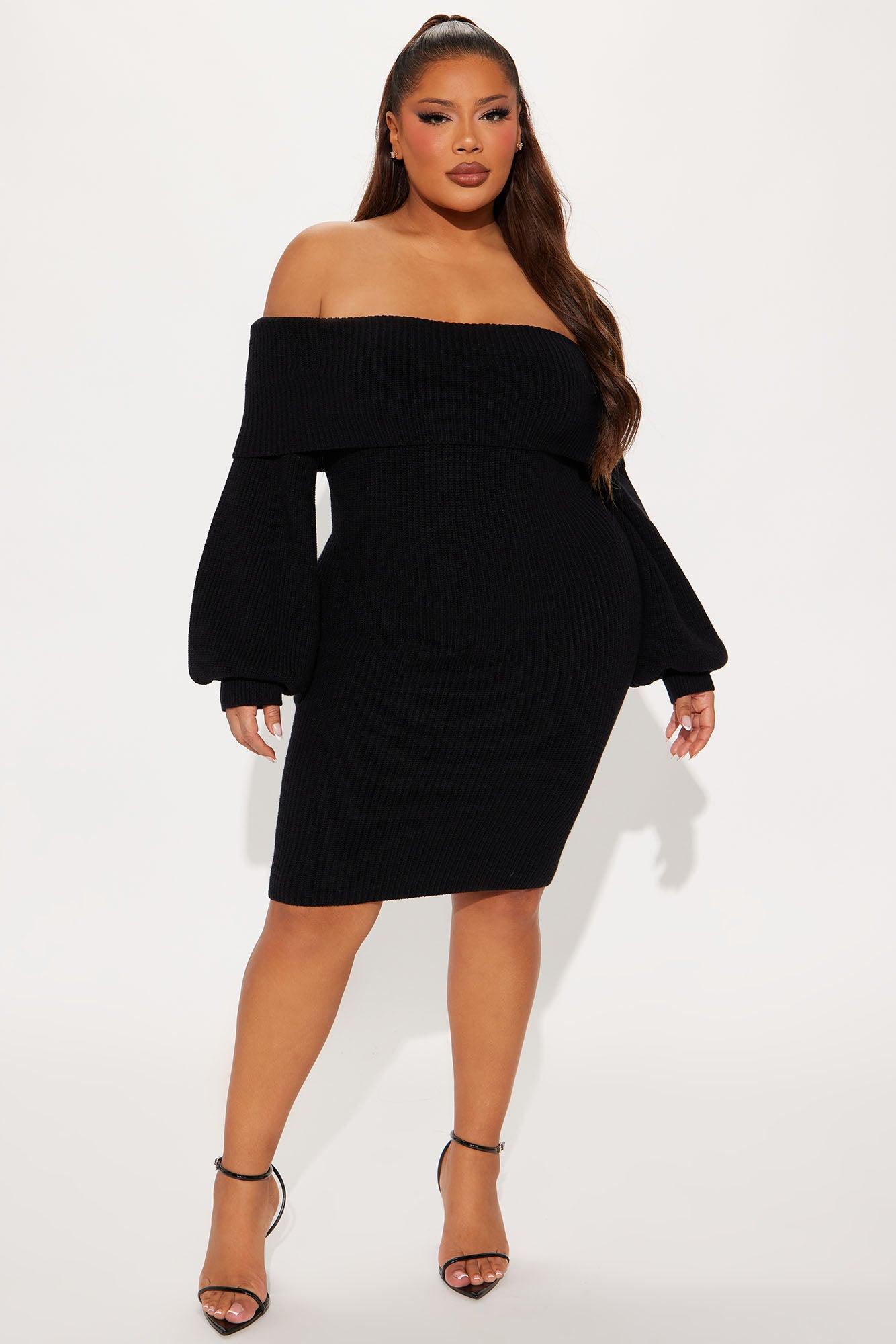 Faith Sweater Mini Dress - Black Female Product Image