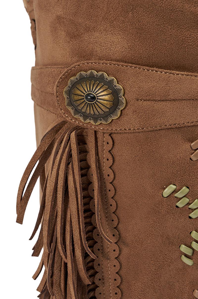 AZALEA WANG EDMUND BROWN FLAT WESTERN BOOT Product Image