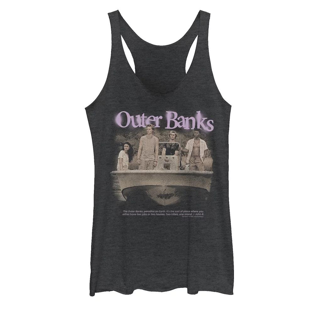Juniors' Outer Banks Group Shot Spray Paint Logo Graphic Tank Top, Girl's, Size: Small, Black Grey Product Image