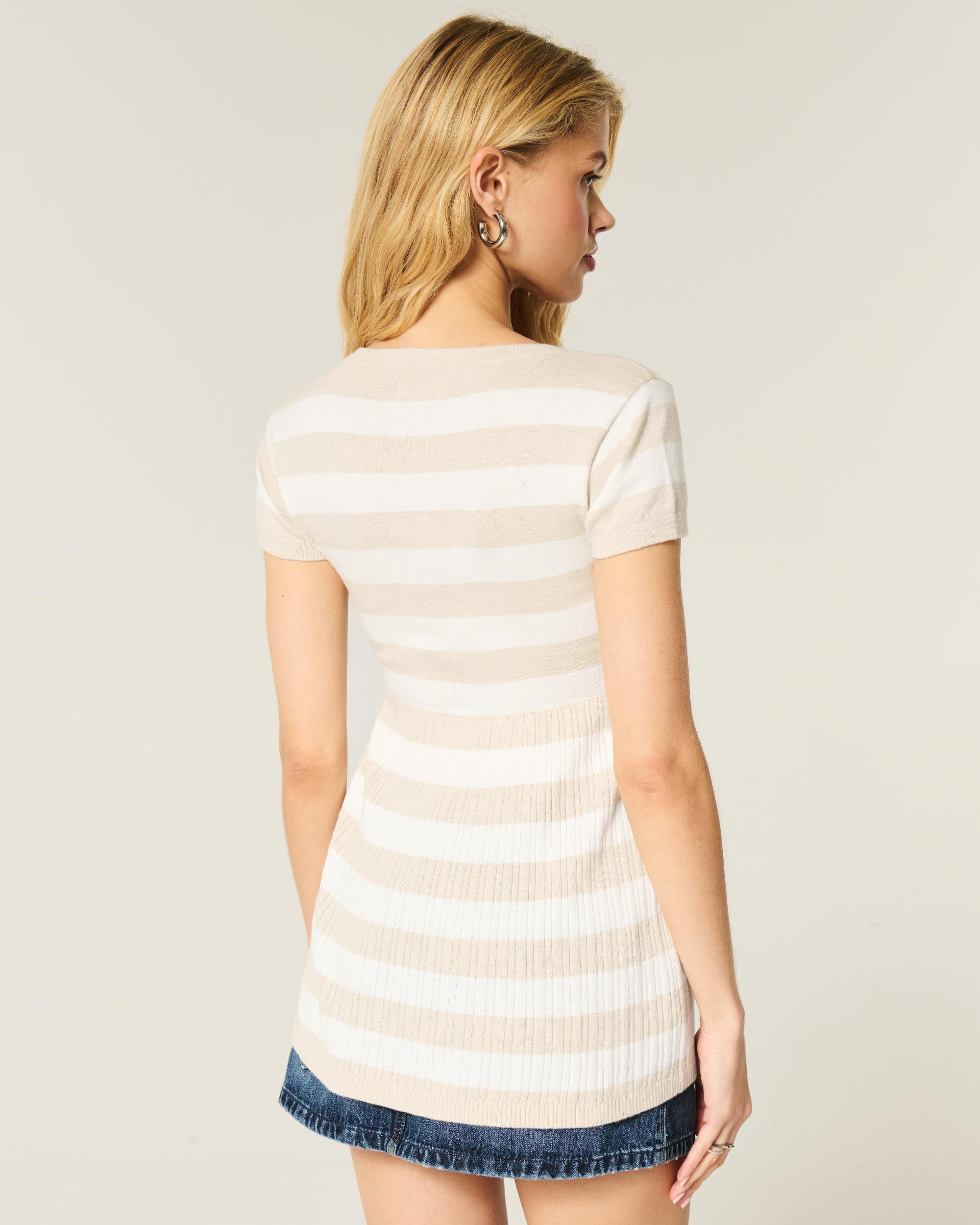 Short-Sleeve Henley Babydoll Top Product Image