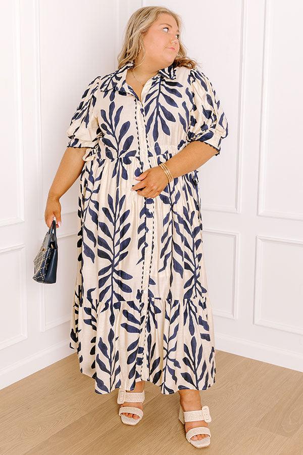 Tropical Getaway Button Down Midi Dress Curves Product Image