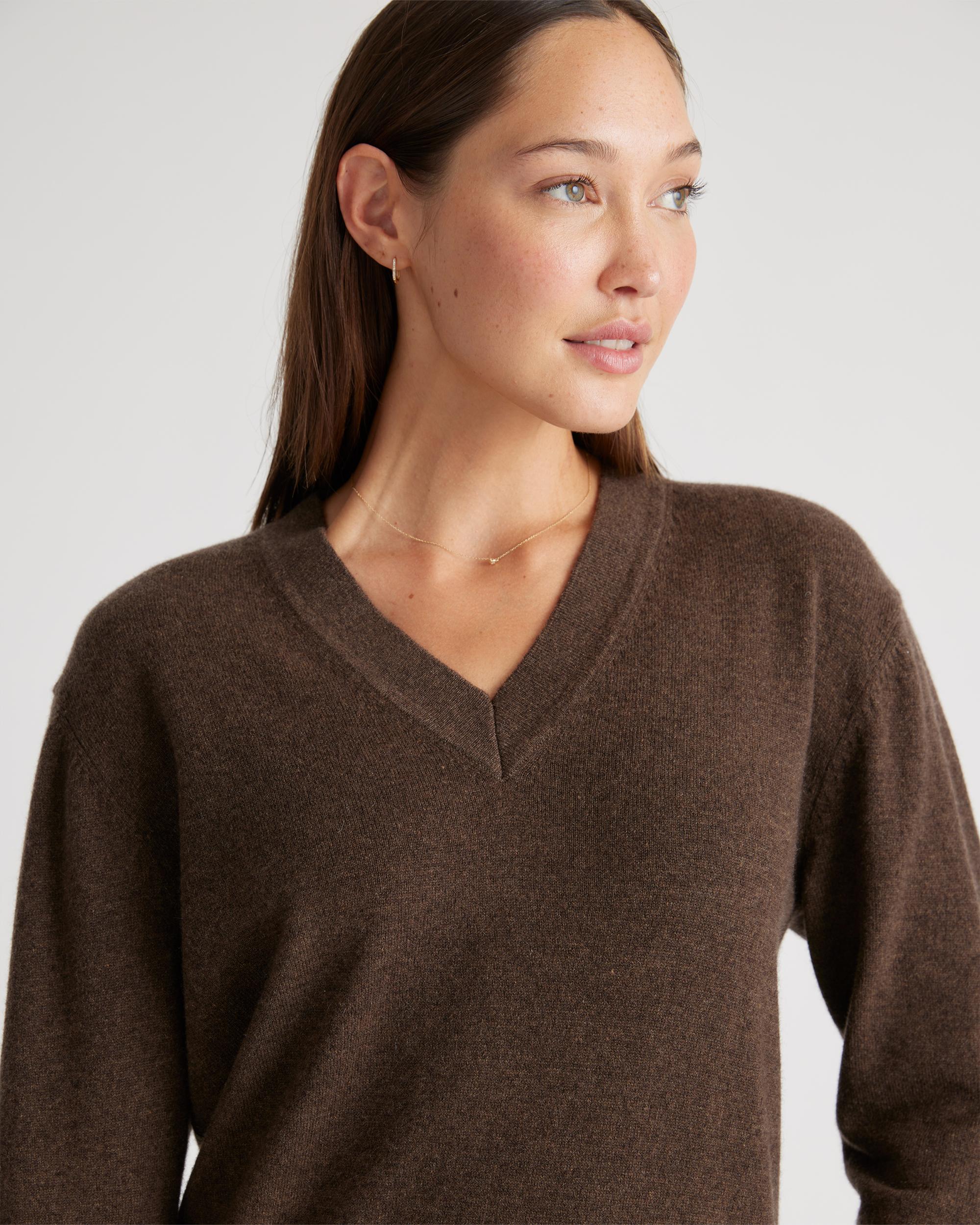 Quince | Women's Mongolian Cashmere V-Neck Midi Sweater Dress Product Image