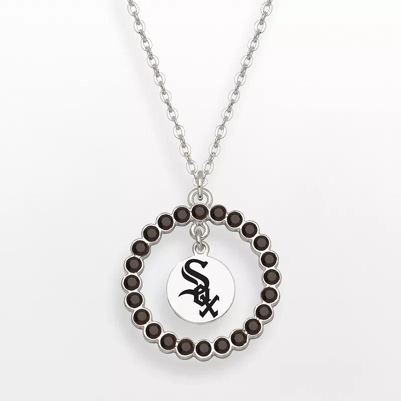 LogoArt Chicago White Sox Silver Tone Crystal Logo Charm Circle Pendant, Women's, Size: 18" Product Image