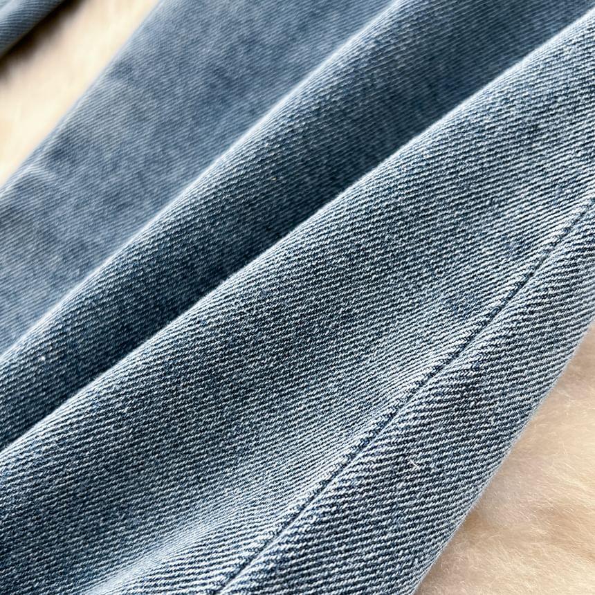 Sleeveless Buttoned Denim Wide Leg Jumpsuit Product Image