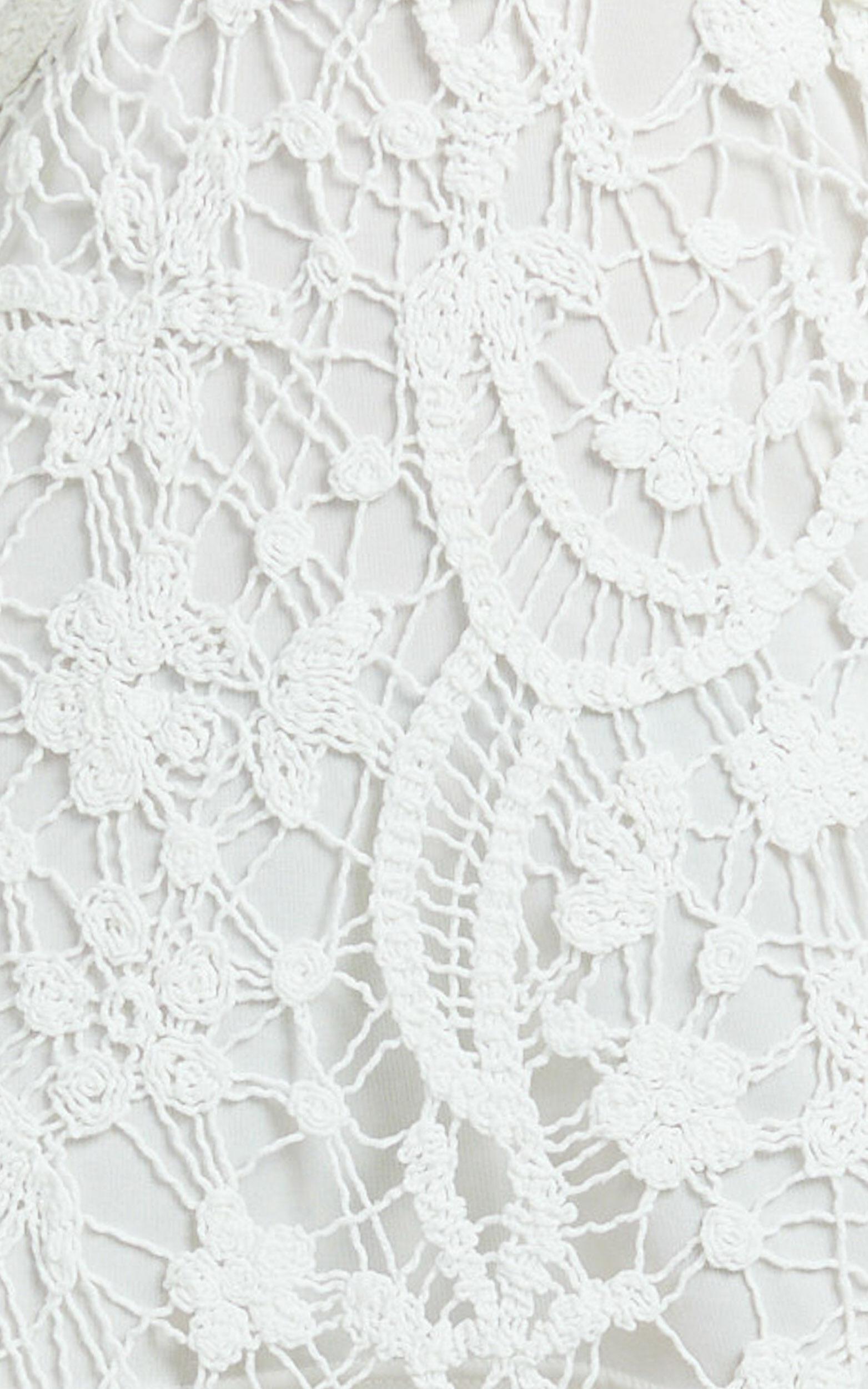 Heather Maxi Dress - Square Neck Strappy Fitted Crochet Column Dress in White Product Image