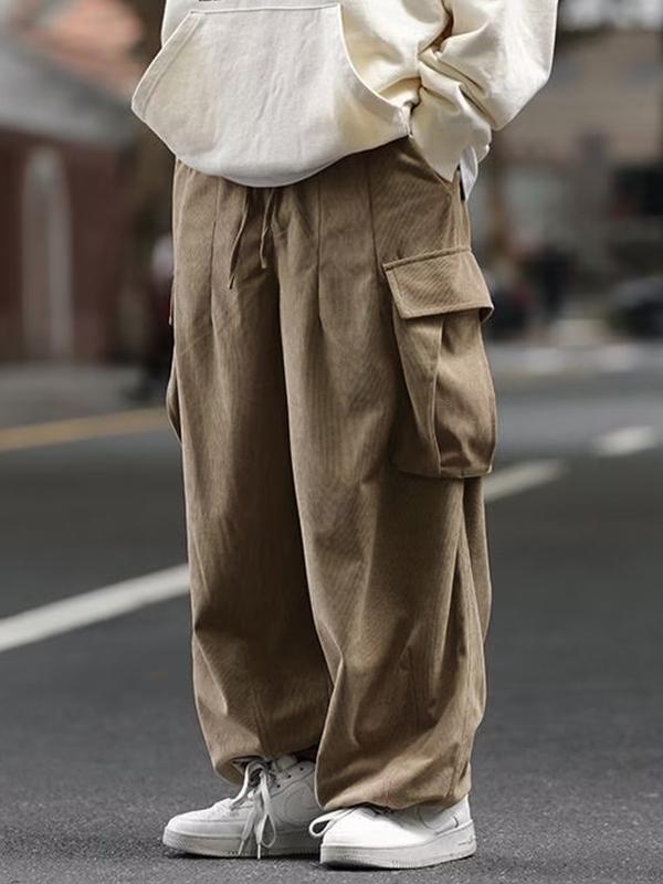 Men's Vintage Corduroy Multi Pocket Drawstring Cargo Pants Product Image