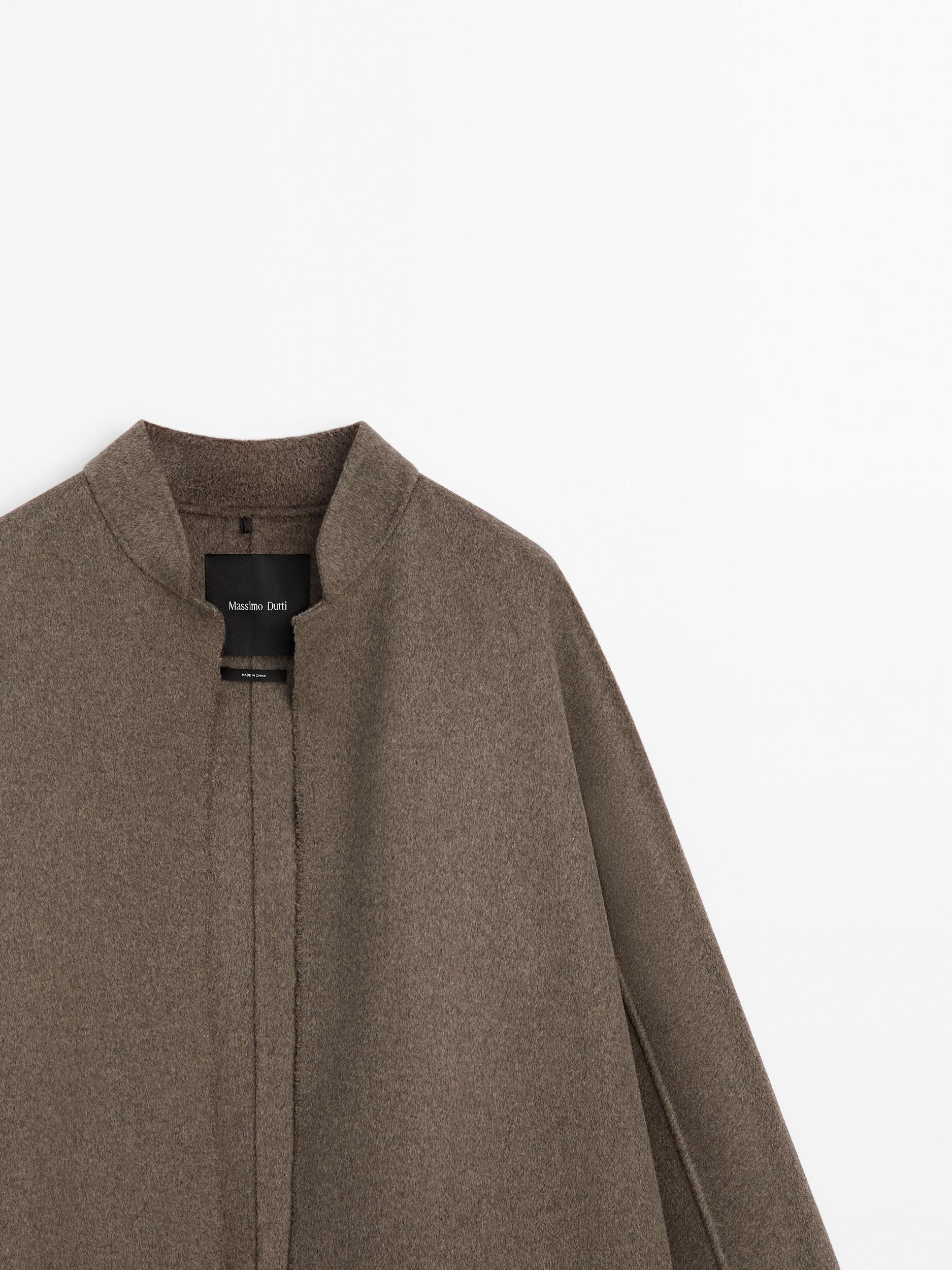 Long open wool blend coat Product Image