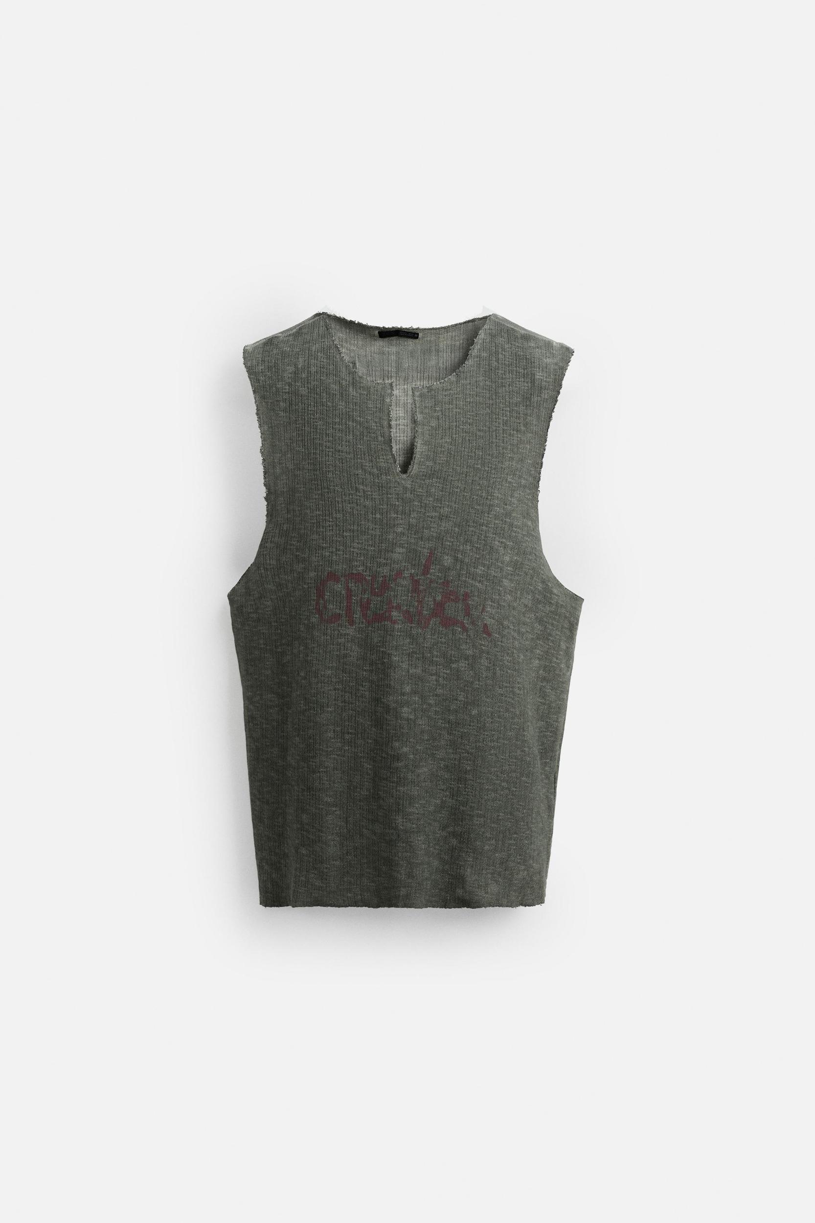 WASHED PRINT KNIT TANK TOP Product Image