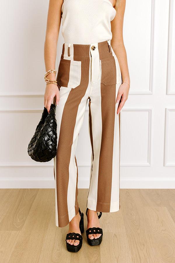 The Kendal High Waist Stripe Pants in Chocolate Product Image