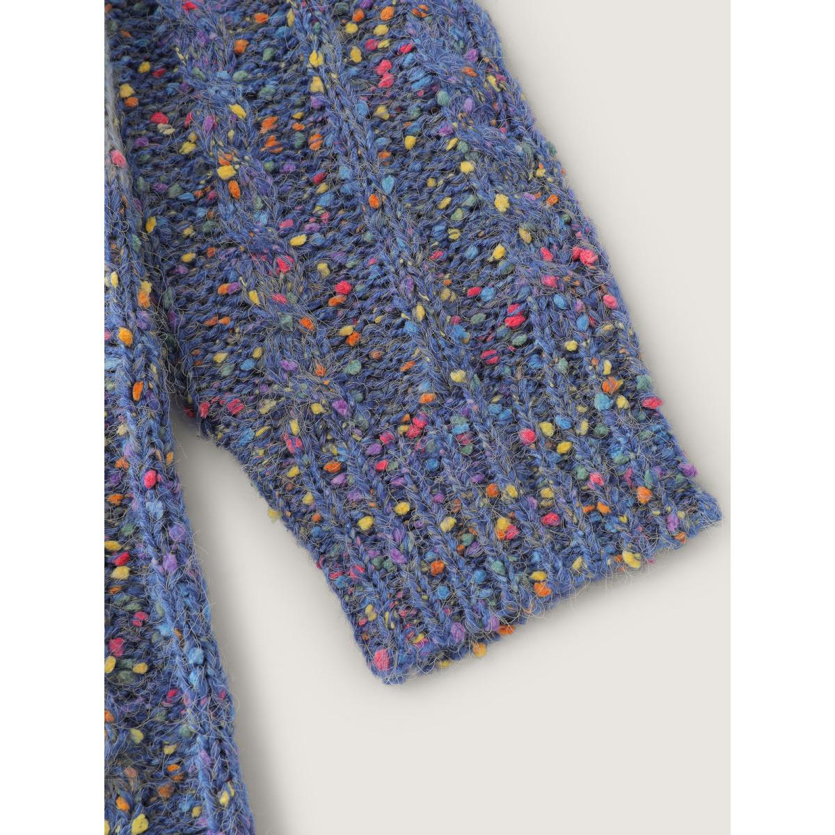 Plus Size Colorblock Heather Round Neck Pullover Indigo Women Playful Loose Long Sleeve Round Neck Casual Pullovers BloomChic 18-20/2X Product Image