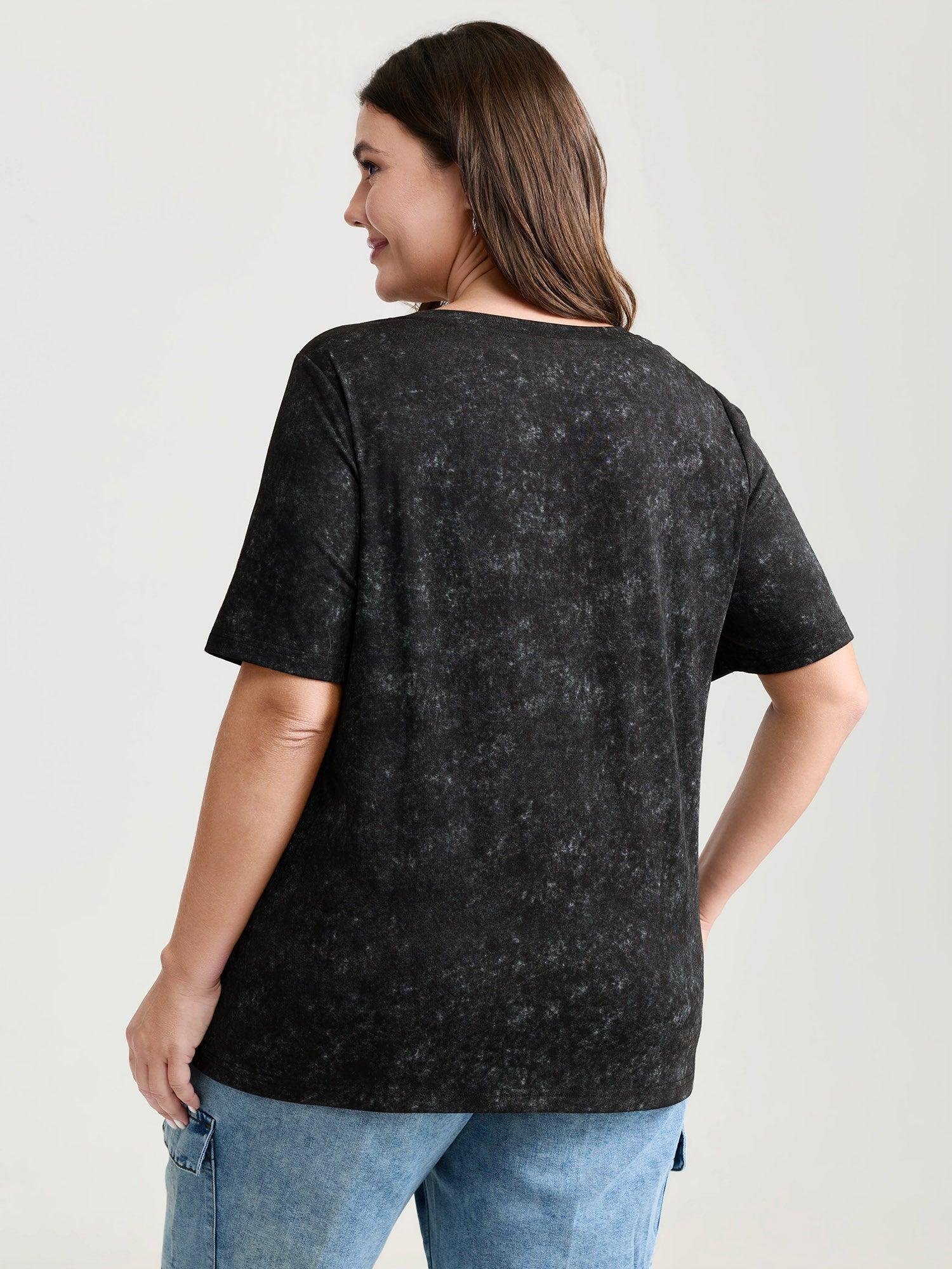 Supersoft Stretchy Feather Print Snowflake Effect T-Shirt Female Product Image