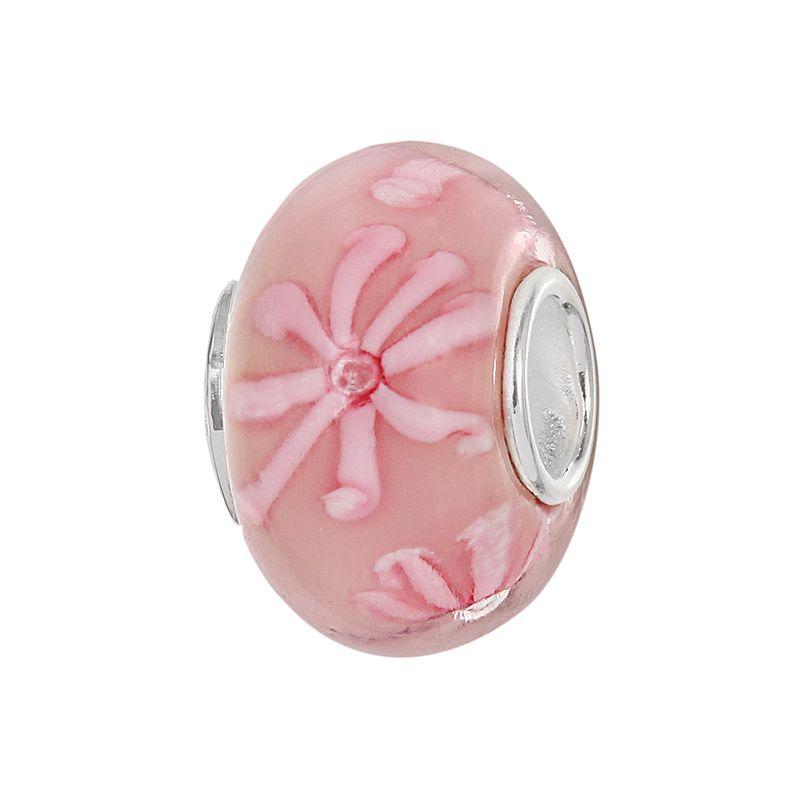 Individuality Beads Sterling Silver Glass Floral Bead, Womens, Pink Product Image