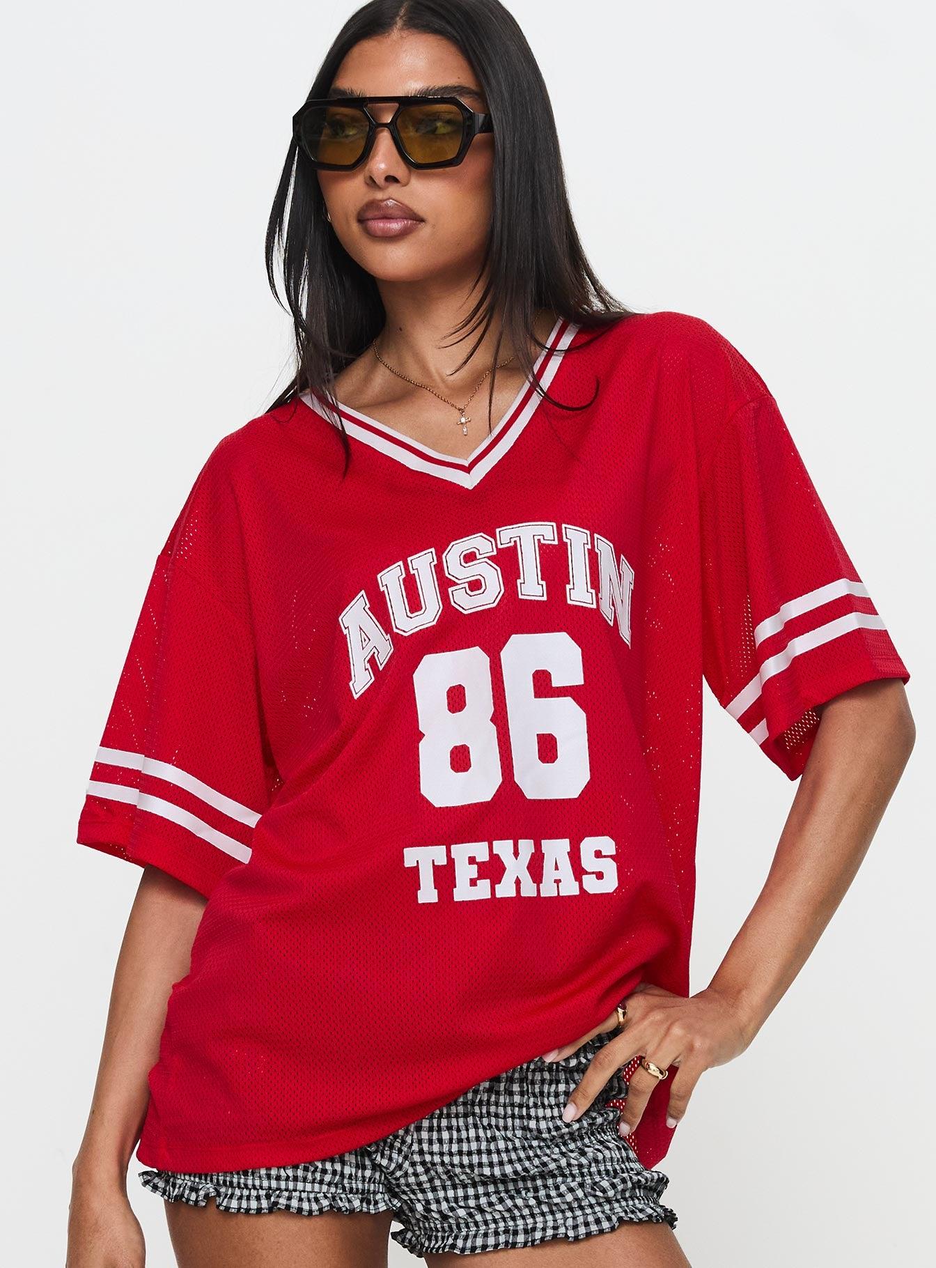 Austin Texas Sports Jersey Top Red Product Image