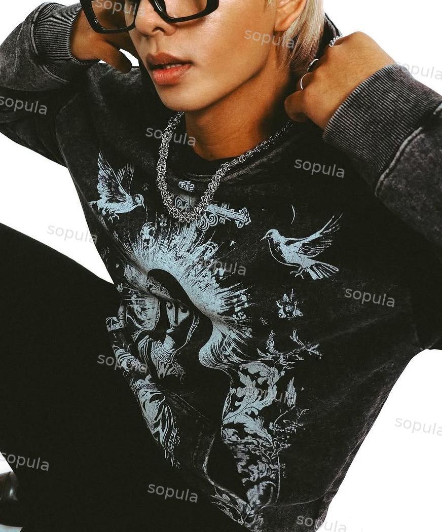 Sopula Tomie Vintage Graphics Washed Distressed Hoodie Product Image