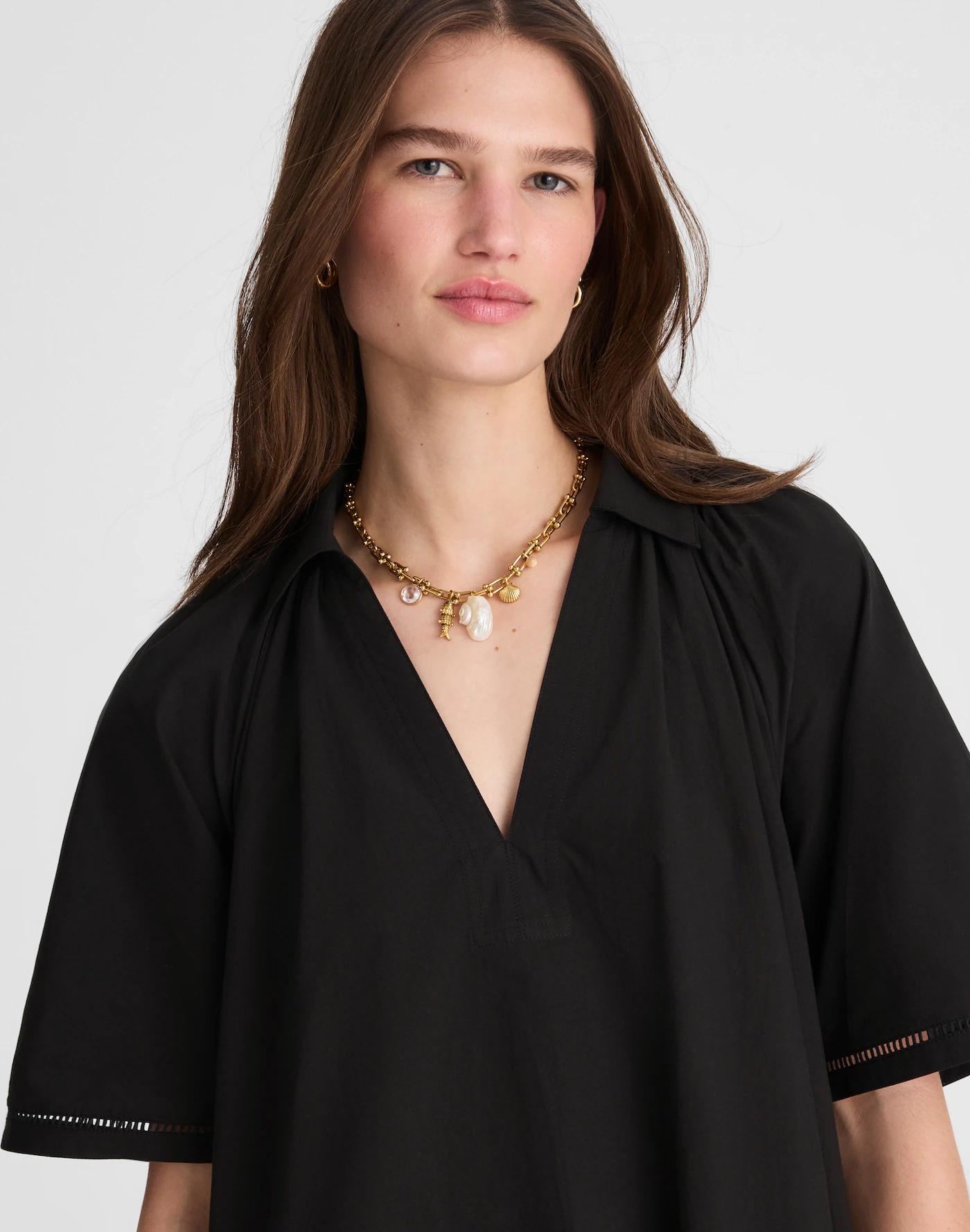 Poplin Splitneck Mini Shirtdress Product Image