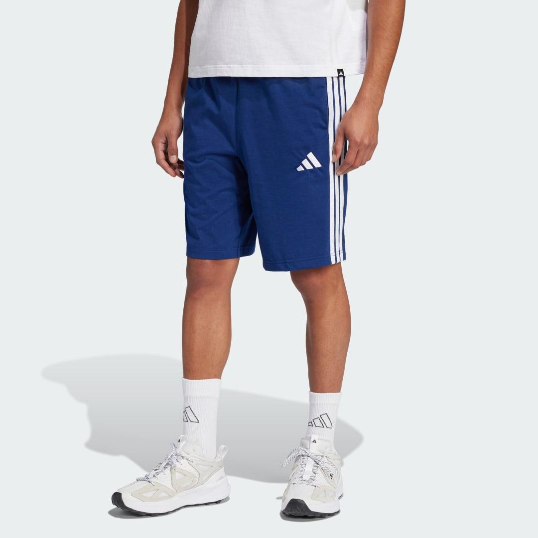 adidas Essential 3-Stripes Single Jersey Shorts 10-Inch Dark Blue XL Mens Product Image