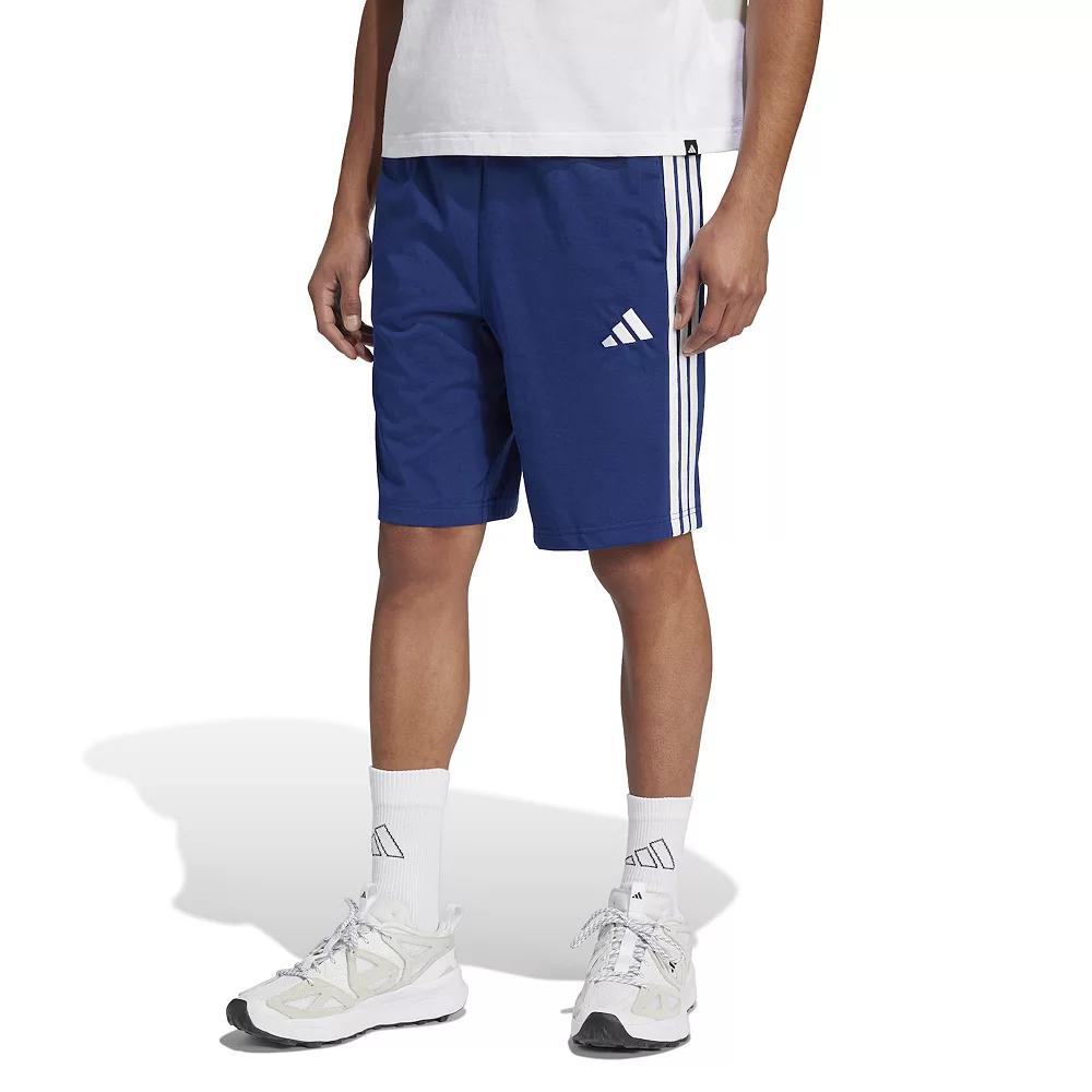 adidas Essential 3-Stripes Single Jersey Shorts 10-Inch Dark Blue XL Mens Product Image