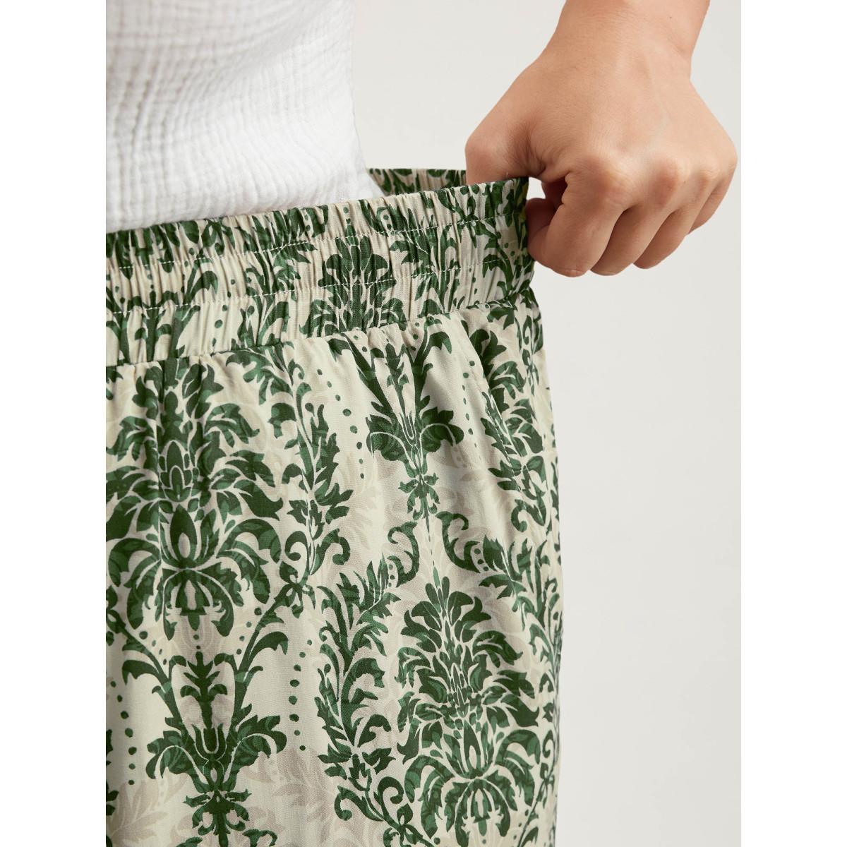 Plus Size Damask Print Tassel Straight-Leg Pants Women Midnight Boho Wide Leg Mid Rise Vacation Pants BloomChic 30/6X Product Image