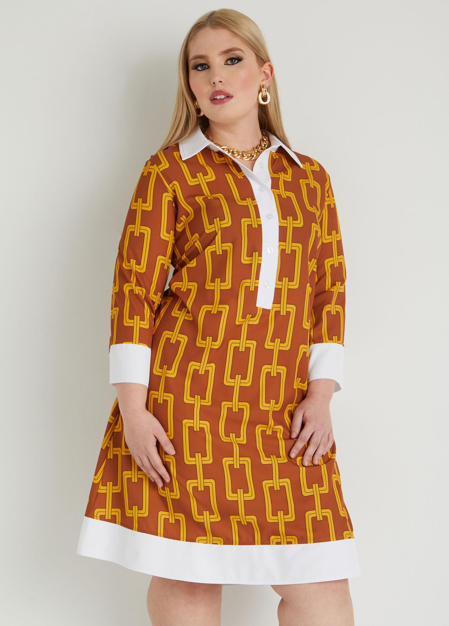 Chain Link Print Shirtdress Product Image
