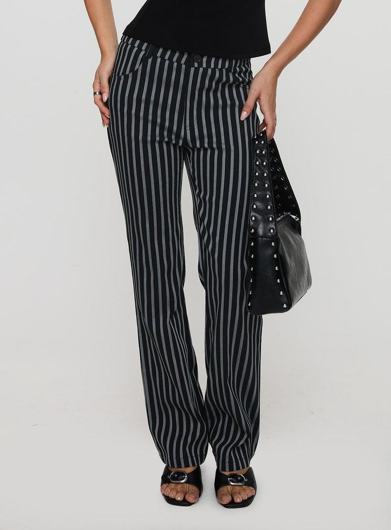 Allude Low Waist Pinstripe Pant Black Product Image
