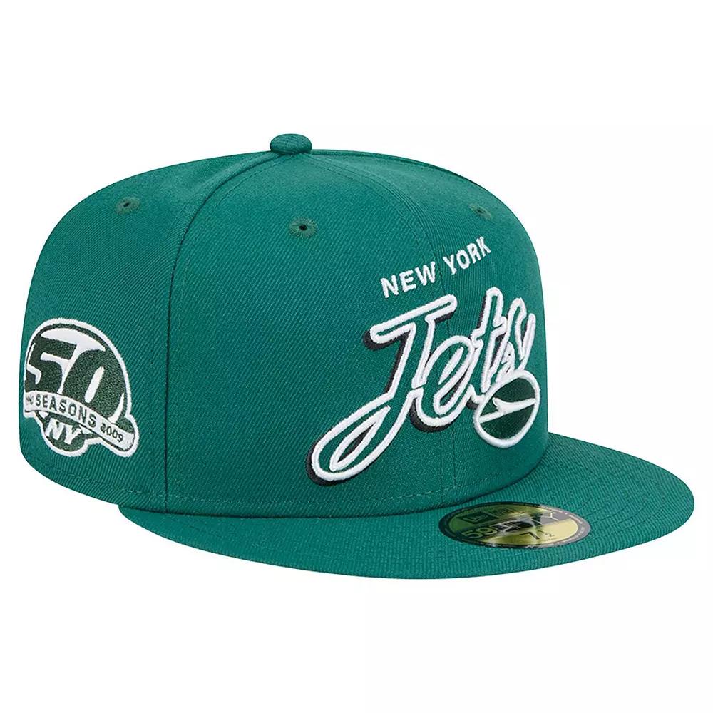 Men's New Era Green New York Jets Script Sided 59FIFTY Fitted Hat,  Product Image