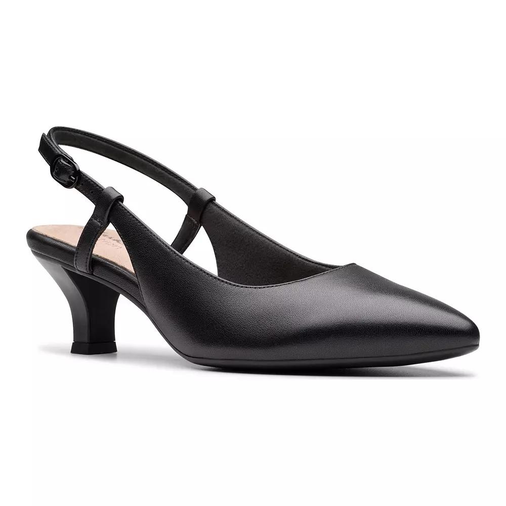 Clarks® Kepley Lane Women's Leather Slingback Pumps, Size: 9.5, Black Product Image