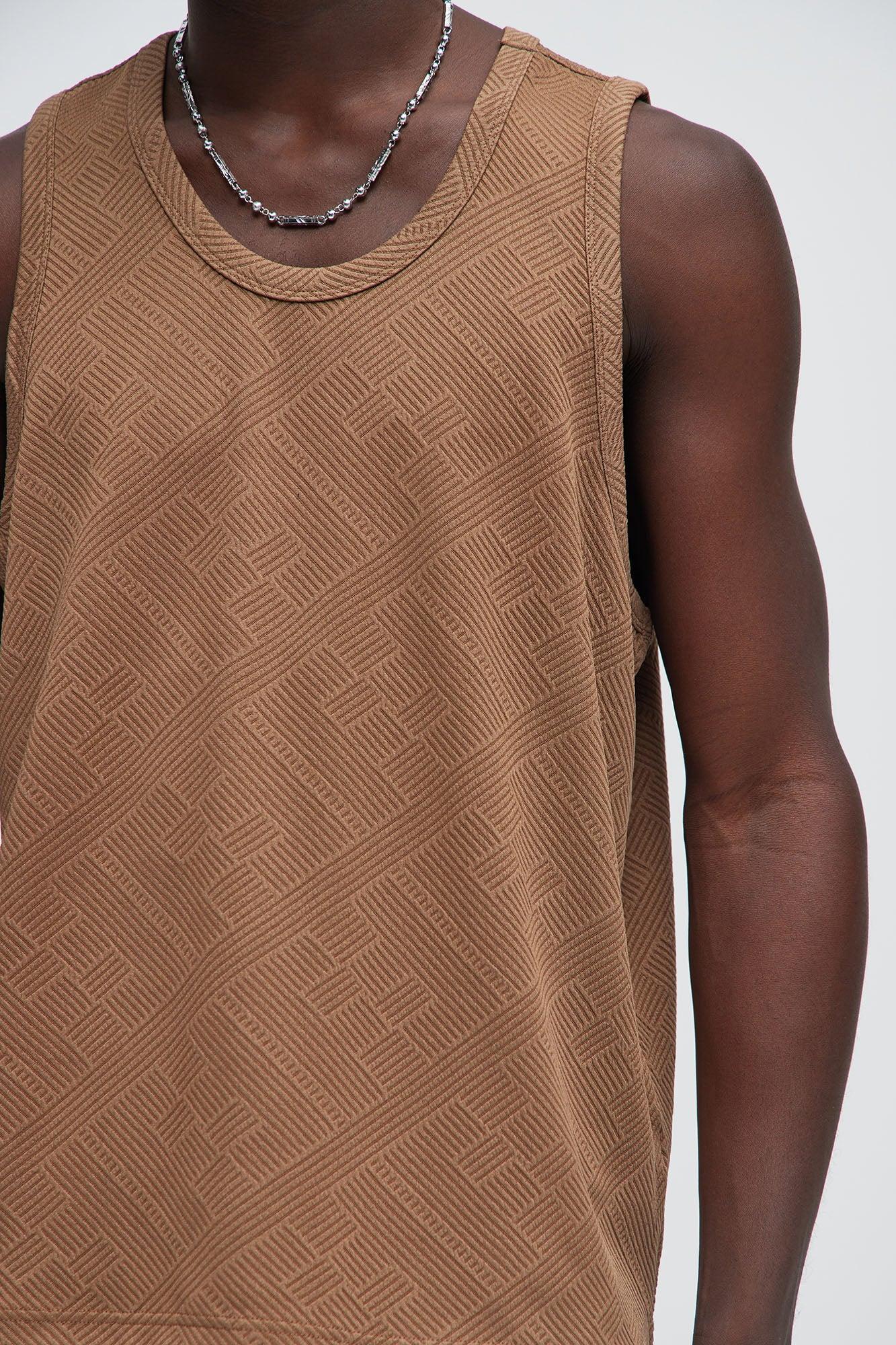Easton Geo Textured Relaxed Tank Top - Brown Product Image