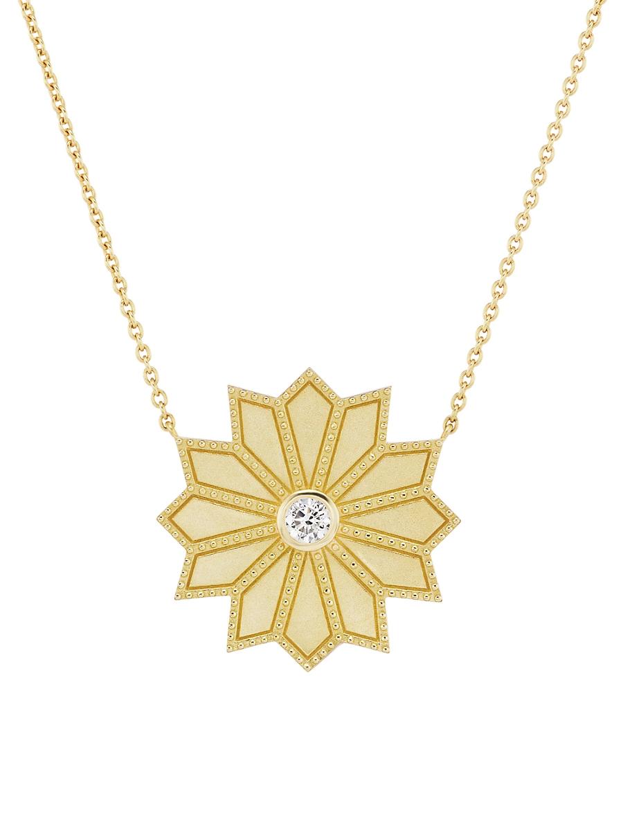 Womens Sacred Flower 18K Yellow Gold & 0.25 TCW Diamond Pendant Necklace Product Image