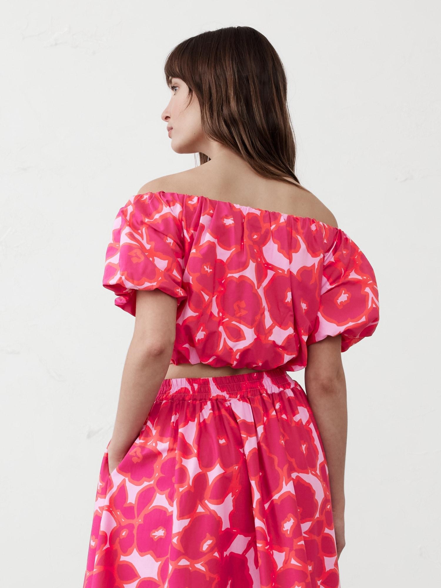 Bubble-Sleeve Cropped Top Product Image