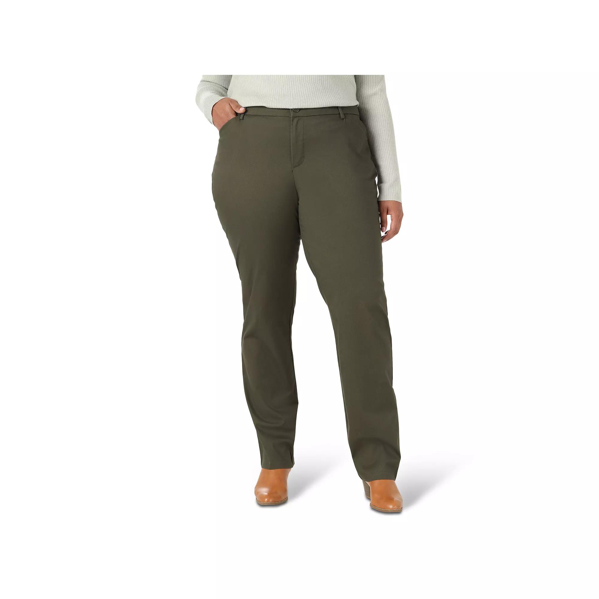 Plus Size Lee Wrinkle-Free Pants, Womens Frontier Green Product Image