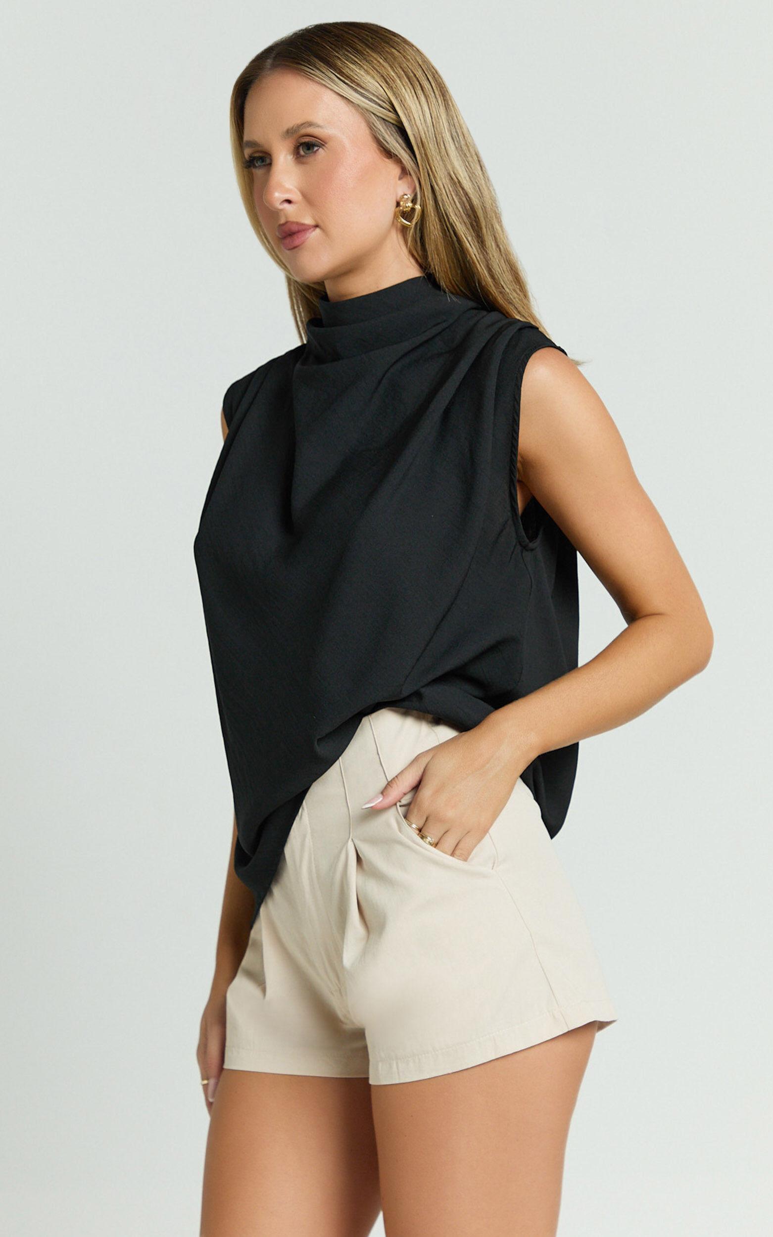 Arianae Top - High Neck Top in Black Product Image