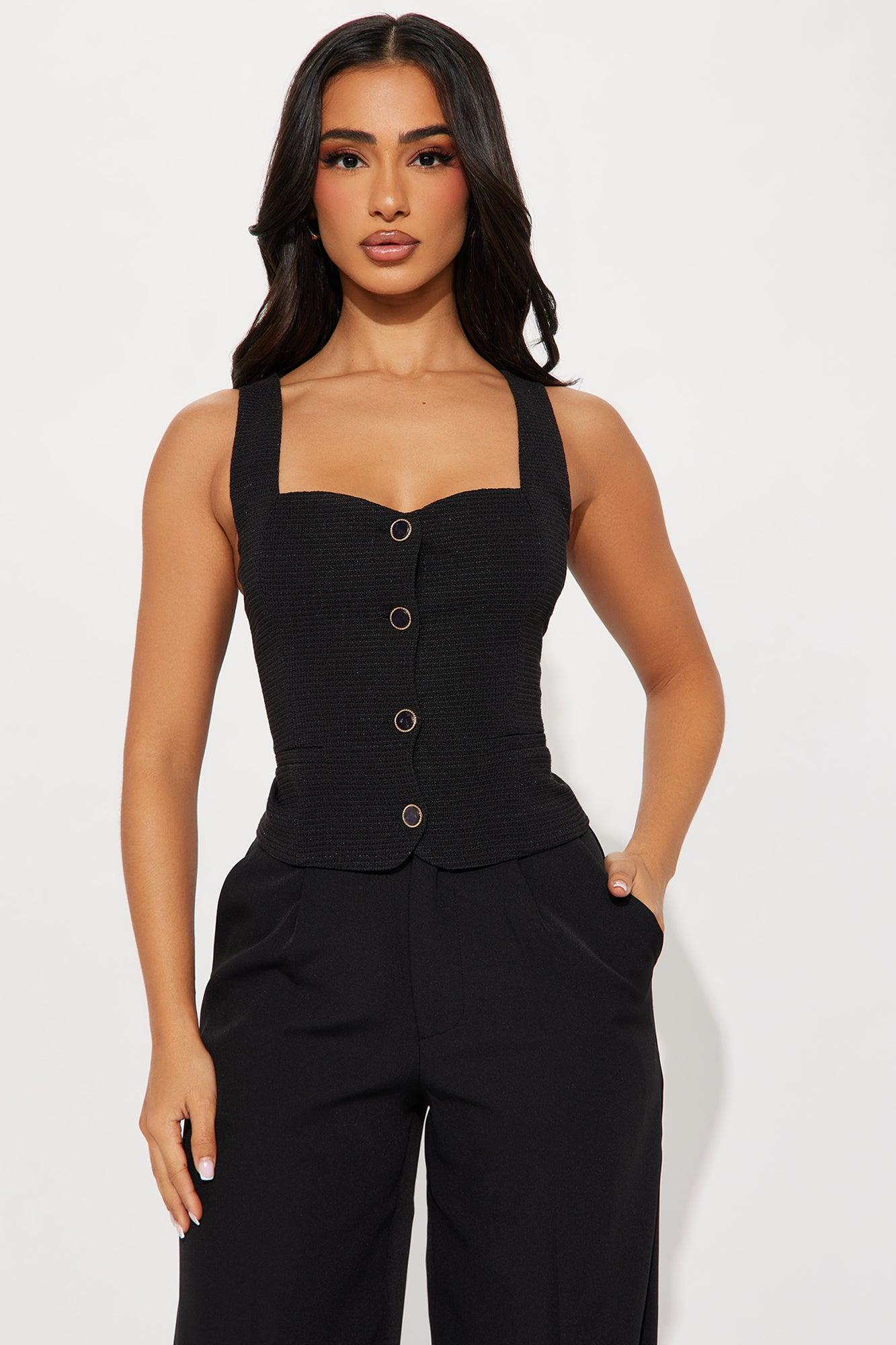 Classy Lady Tweed Vest - Black Product Image