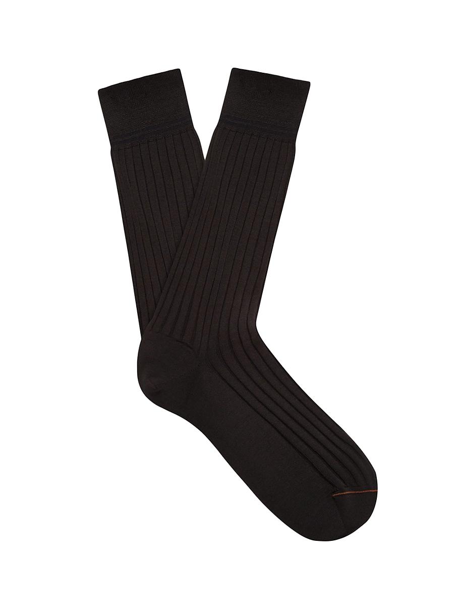 Mens Ribbed Mid-Calf Scottish Iisle Cotton Socks Product Image