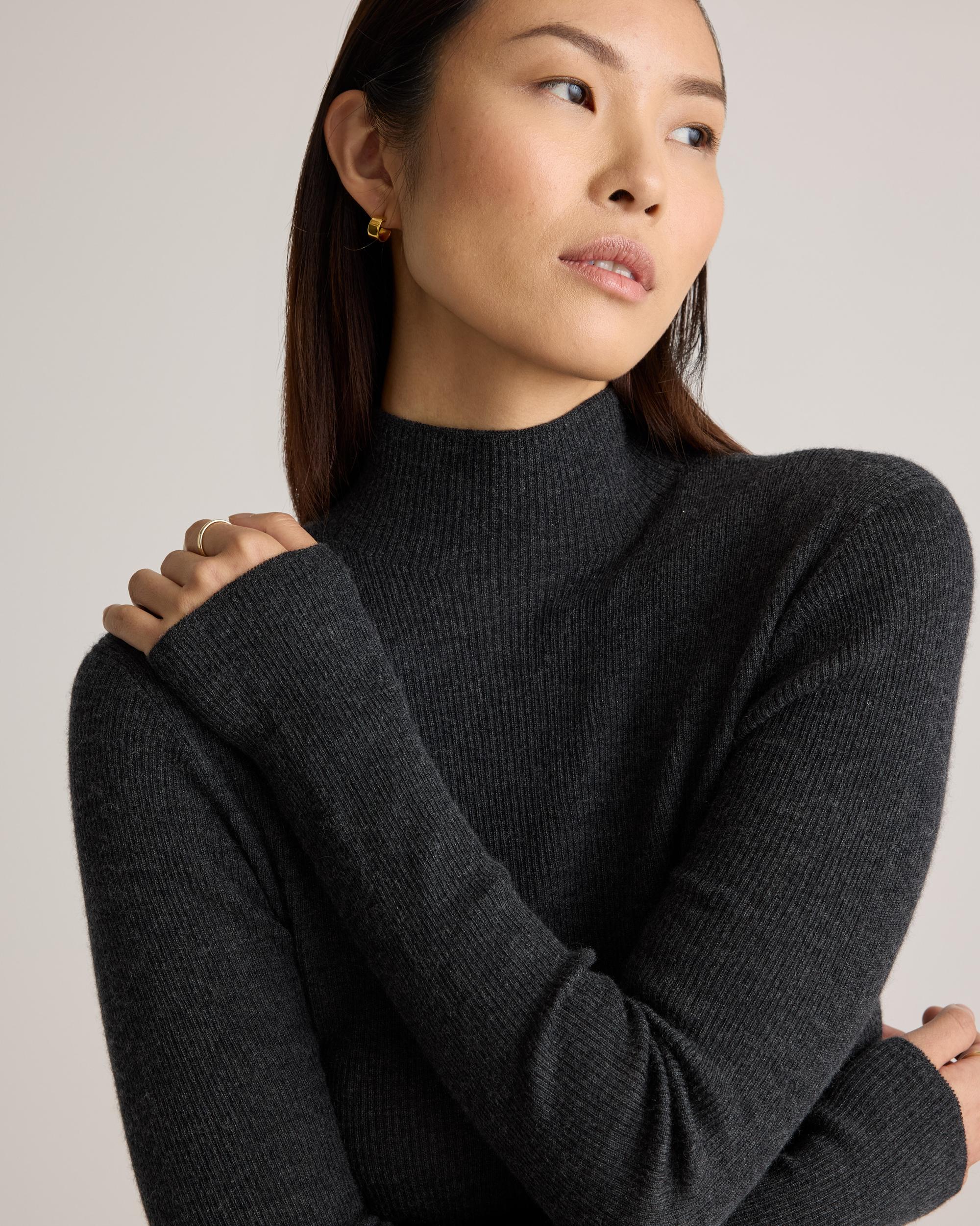 Quince | Women's Featherweight Cashmere Ribbed Mockneck Sweater Product Image