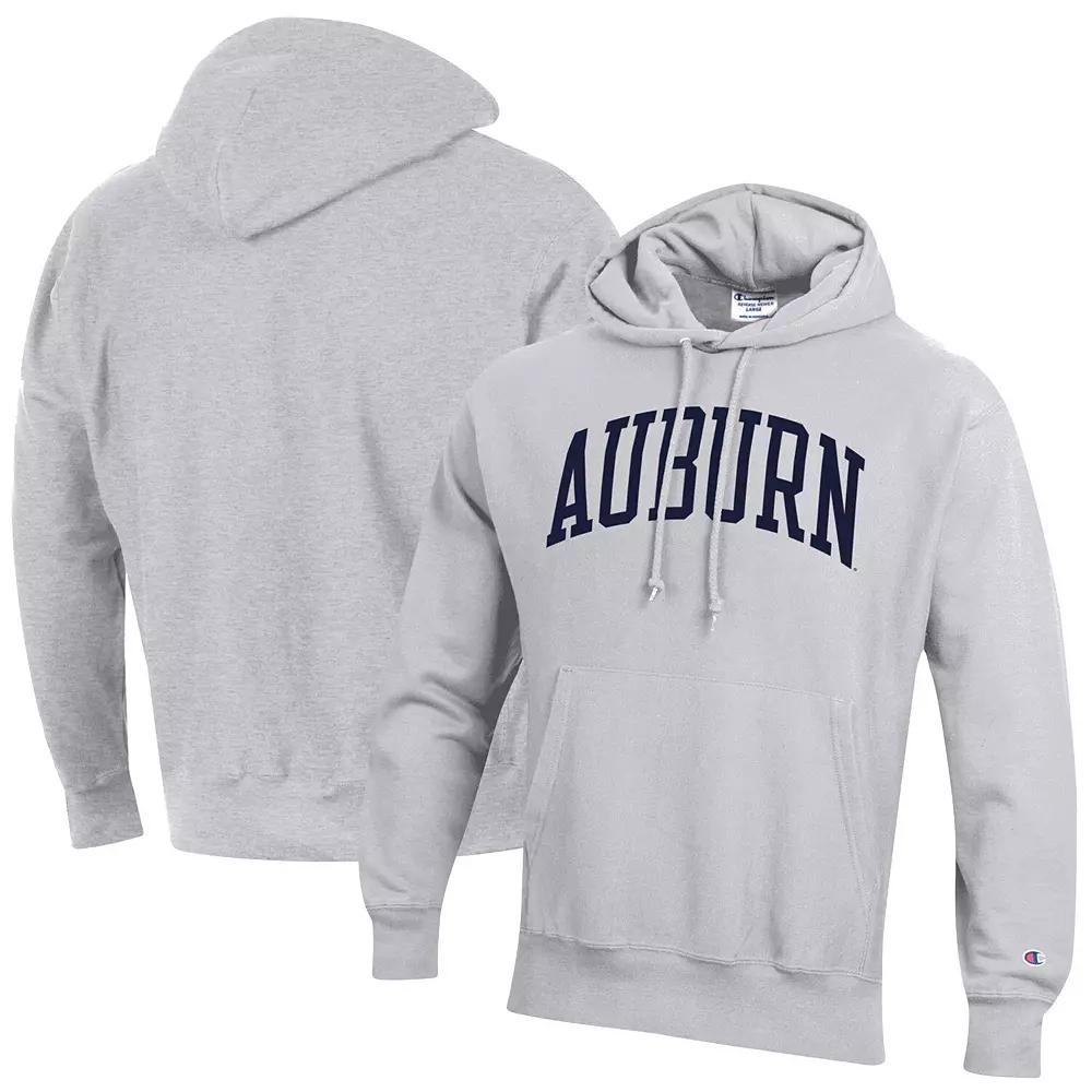 Men's Champion Heathered Gray Auburn Tigers Team Arch Reverse Weave Pullover Hoodie,  Product Image