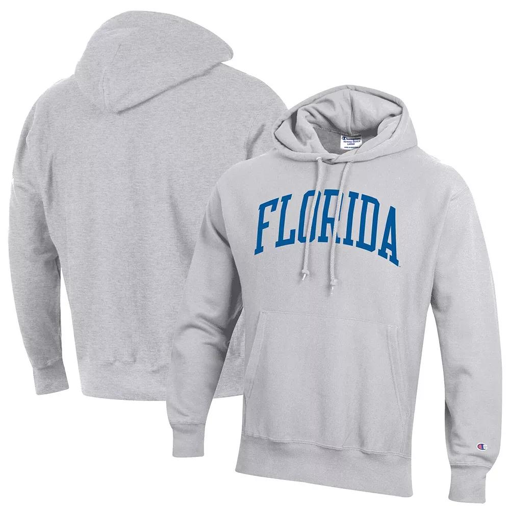 Men's Champion Heathered Gray Florida Gators Team Arch Reverse Weave Pullover Hoodie,  Product Image