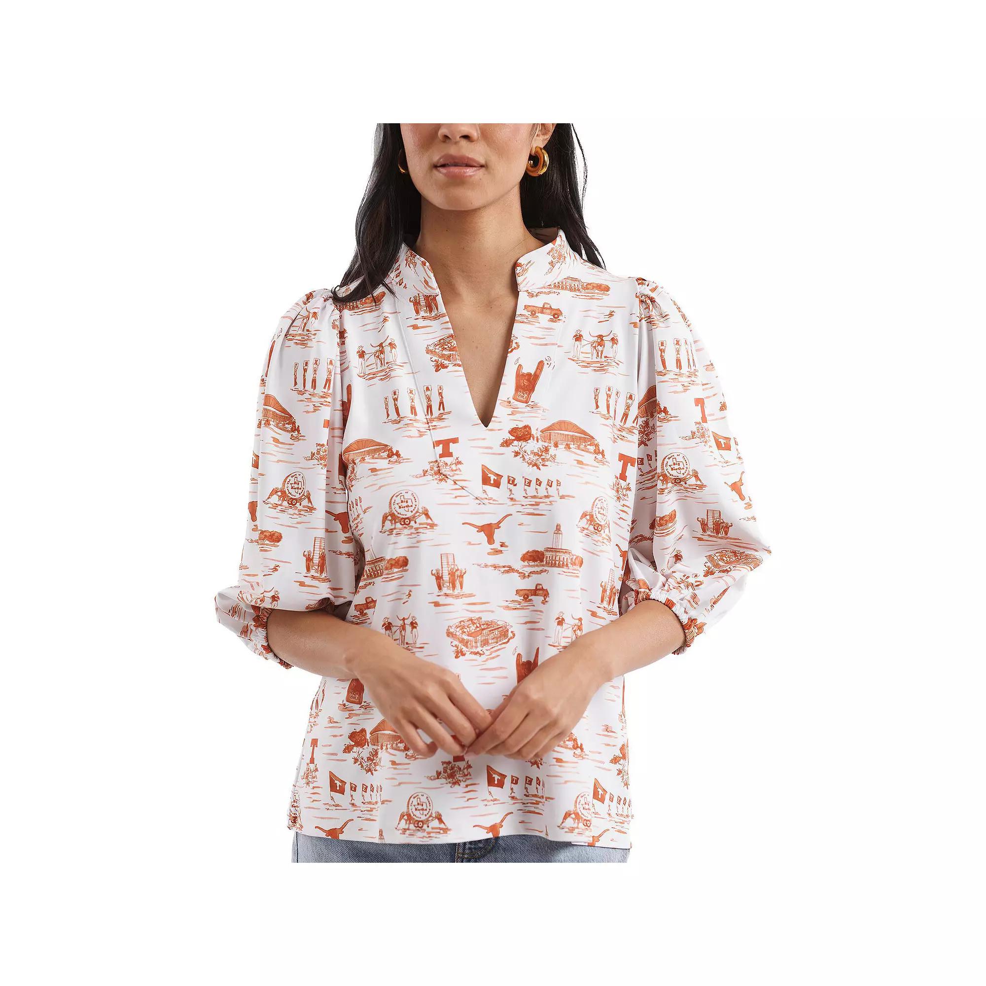 Women's Smith & Quinn Texas Orange/White Texas Longhorns Tailgate Collection Eliza Top, Size: Small, Team Product Image