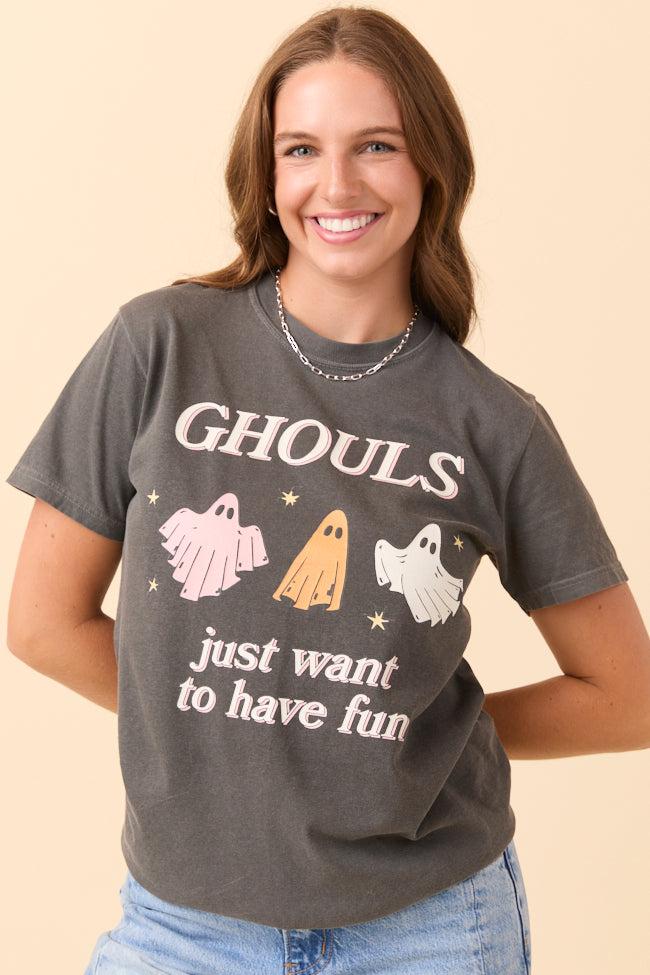 Ghouls Just Want To Have Fun Dark Grey Graphic Tee Product Image