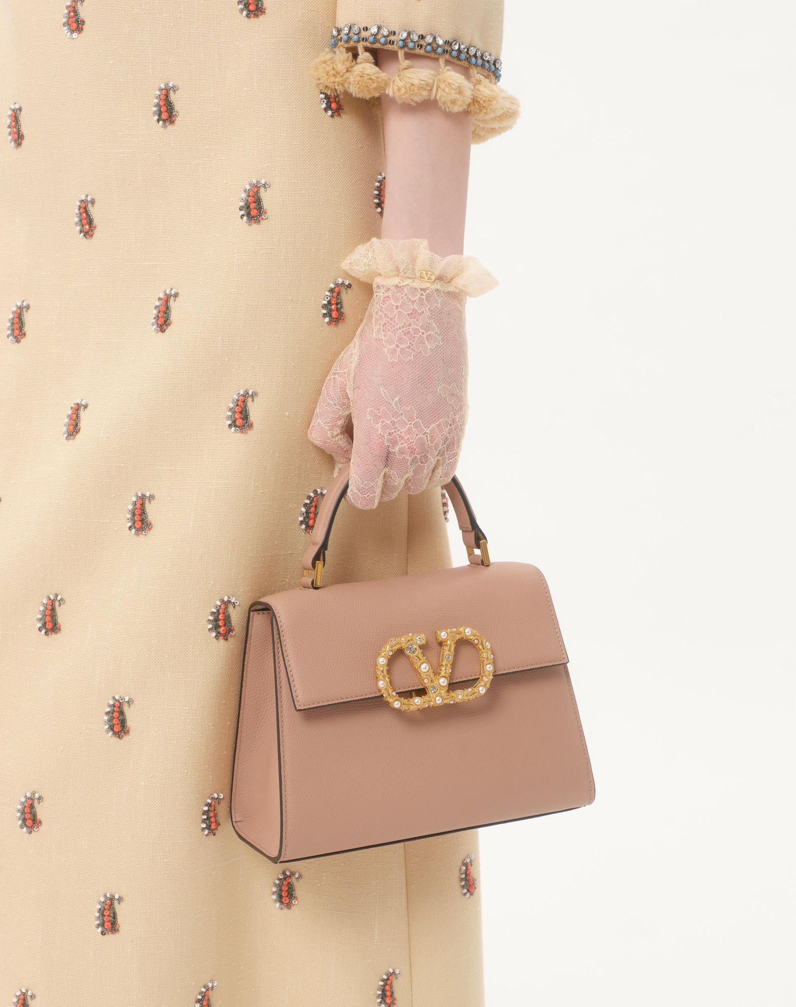 Valentino Garavani Vsling Small Handbag In Grainy Calfskin With Jewel Logo Product Image