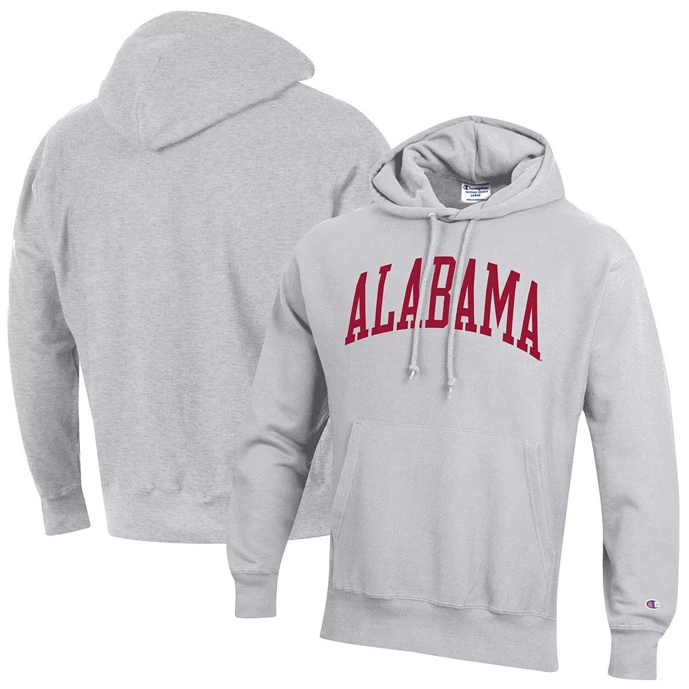 Men's Champion Heathered Gray Alabama Crimson Tide Team Arch Reverse Weave Pullover Hoodie, Size: Small, Grey Product Image