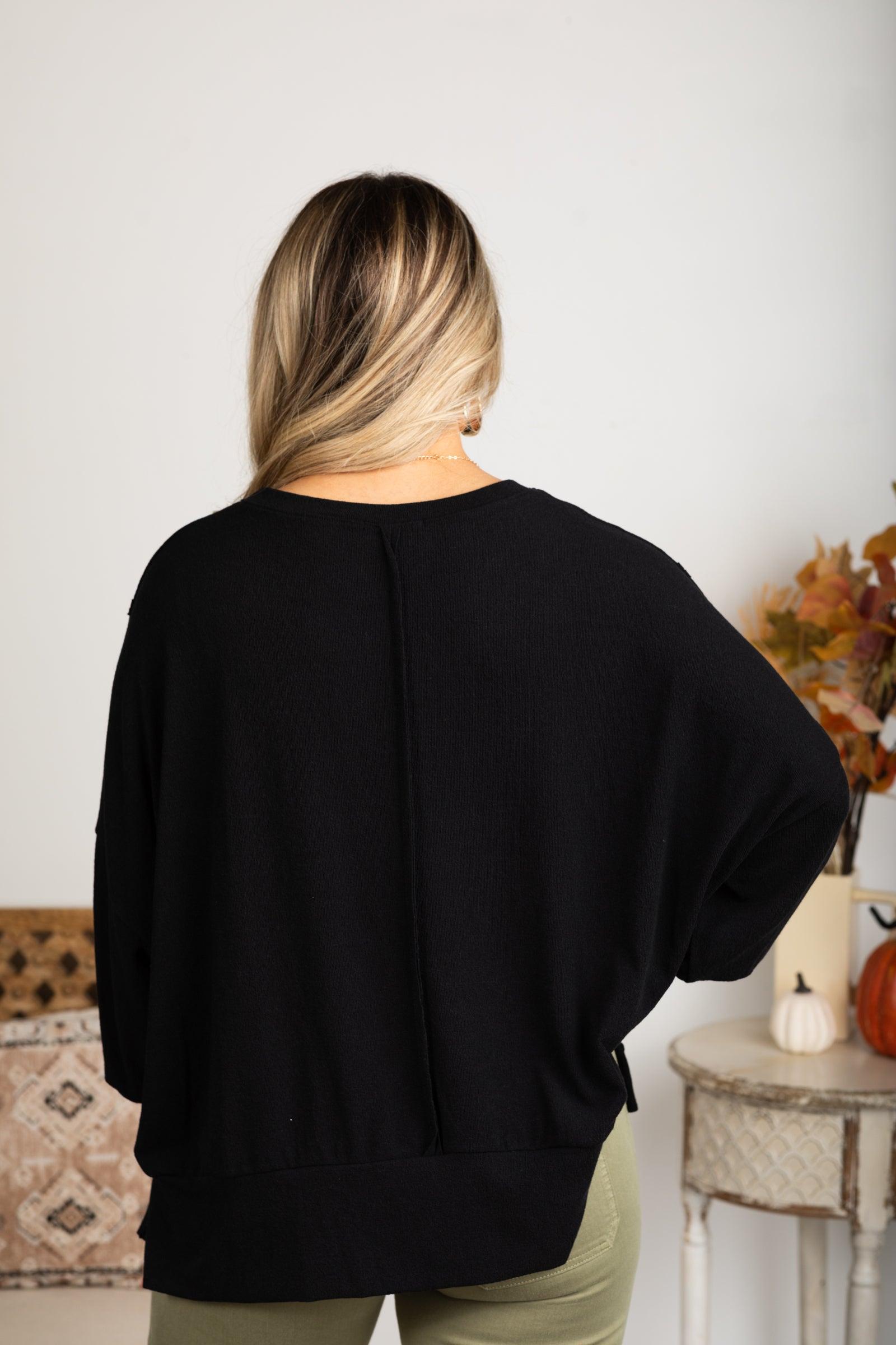 Pieced Oversized Crepe Hacci Knit Top Product Image