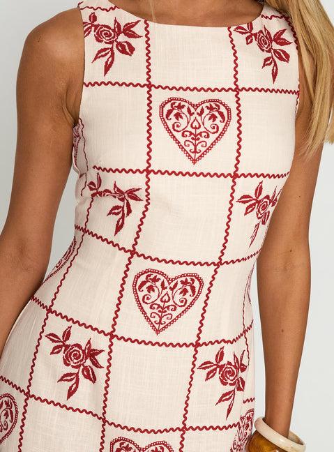 Alfalfa Shift Mini Dress Red Floral Check Product Image