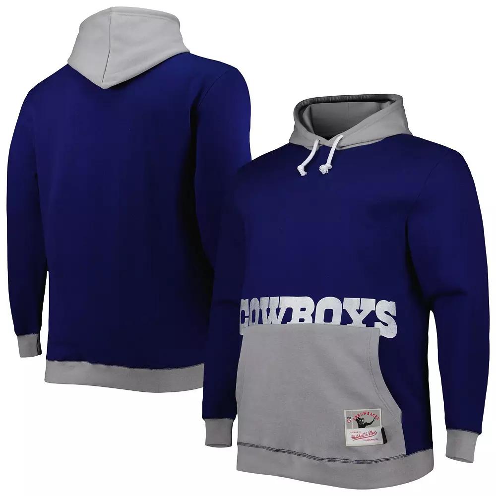 Men's Mitchell & Ness Navy/Silver Dallas Cowboys Big & Tall Big Face Pullover Hoodie,  Product Image