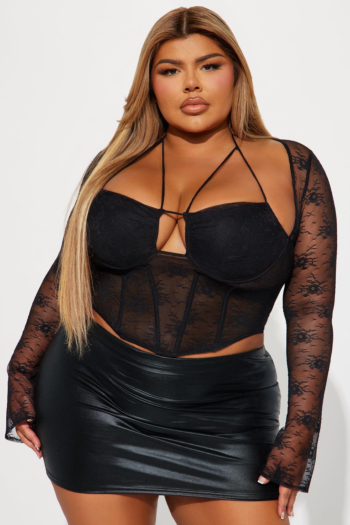 Layla Lace Corset Top - Black Product Image